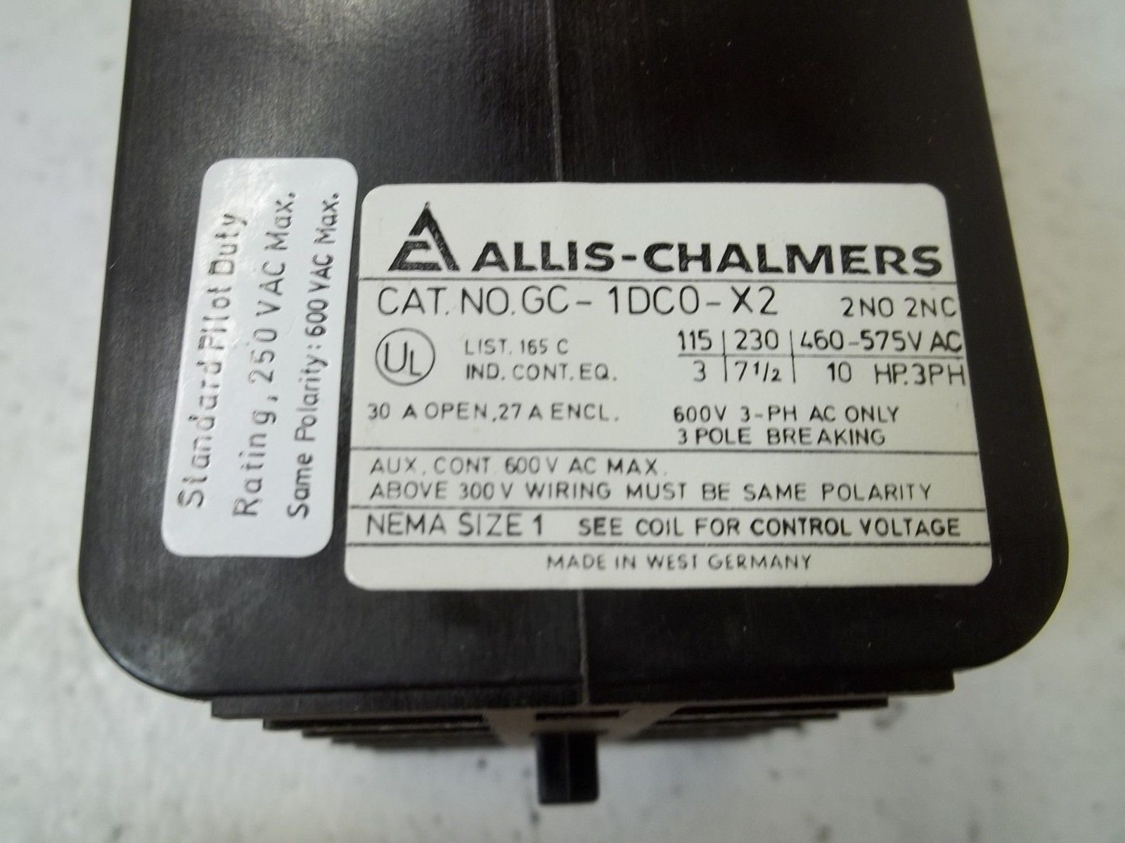 ALLIS-CHALMERS GC-1DC0-X2 RELAY 115V UNMP