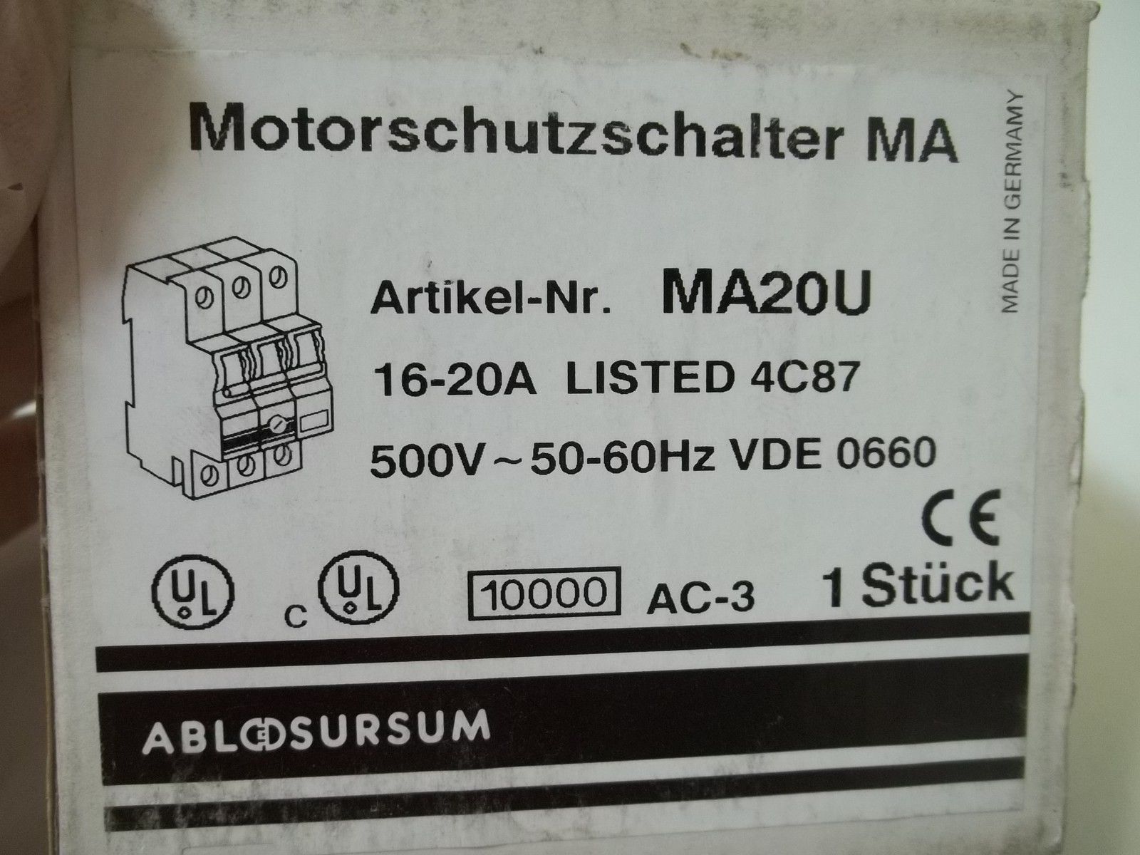 ALTECH CORP. MA20U MOTOR PROTECTOR NSMP