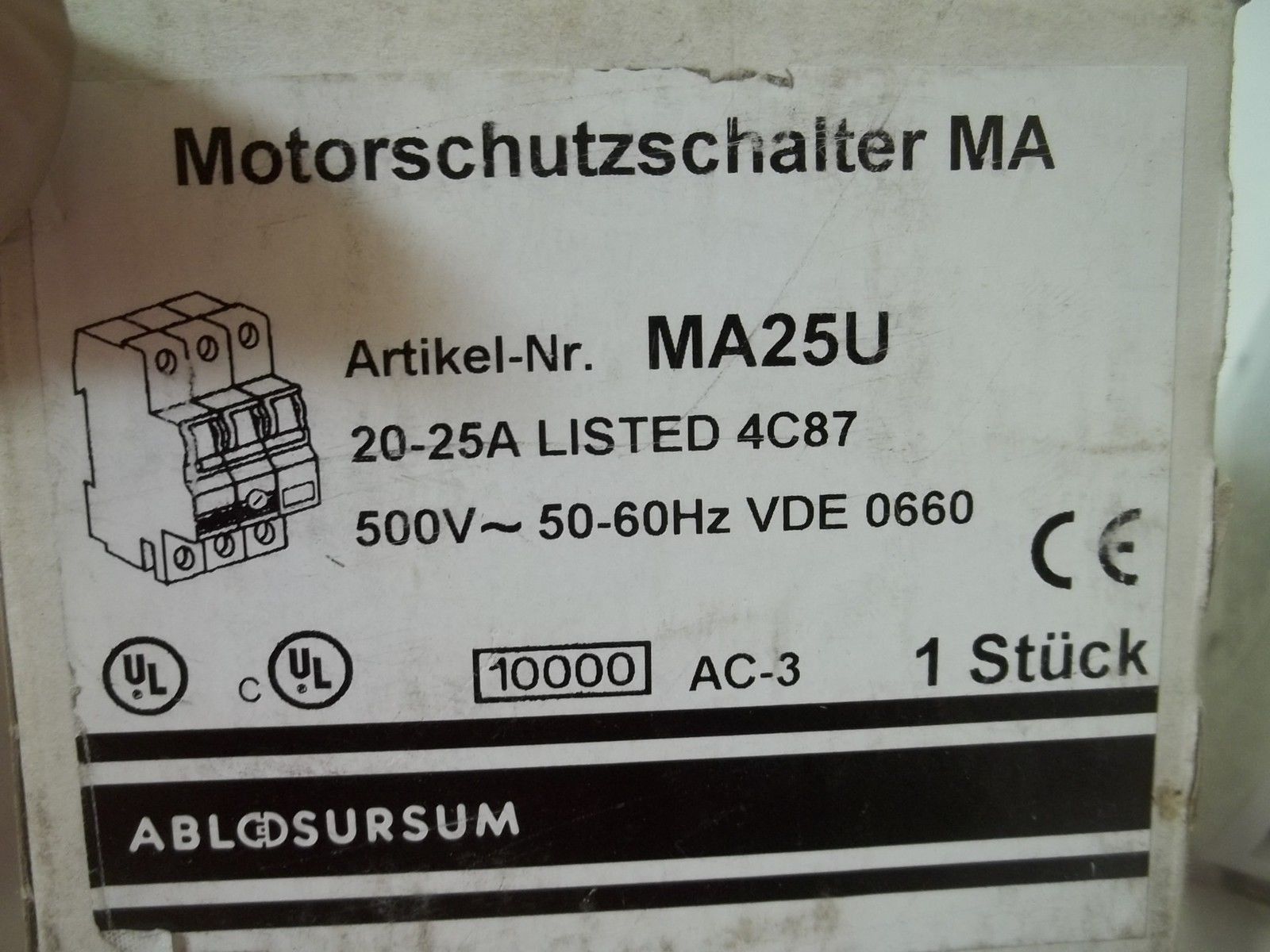 ALTECH CORP. MA25U MOTOR PROTECTOR NSMP