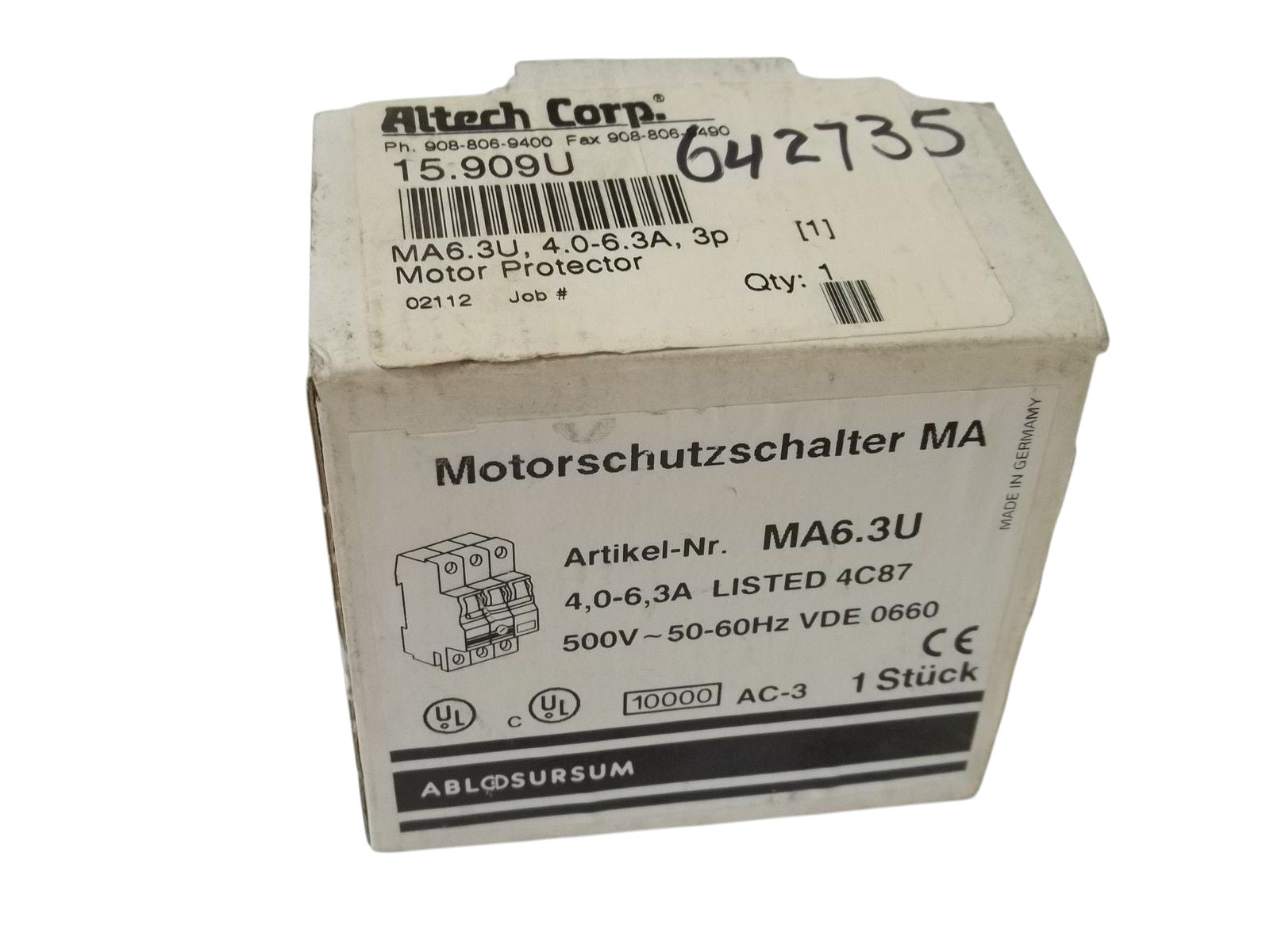 ALTECH CORP. MA6.3U MOTOR PROTECTOR NSMP