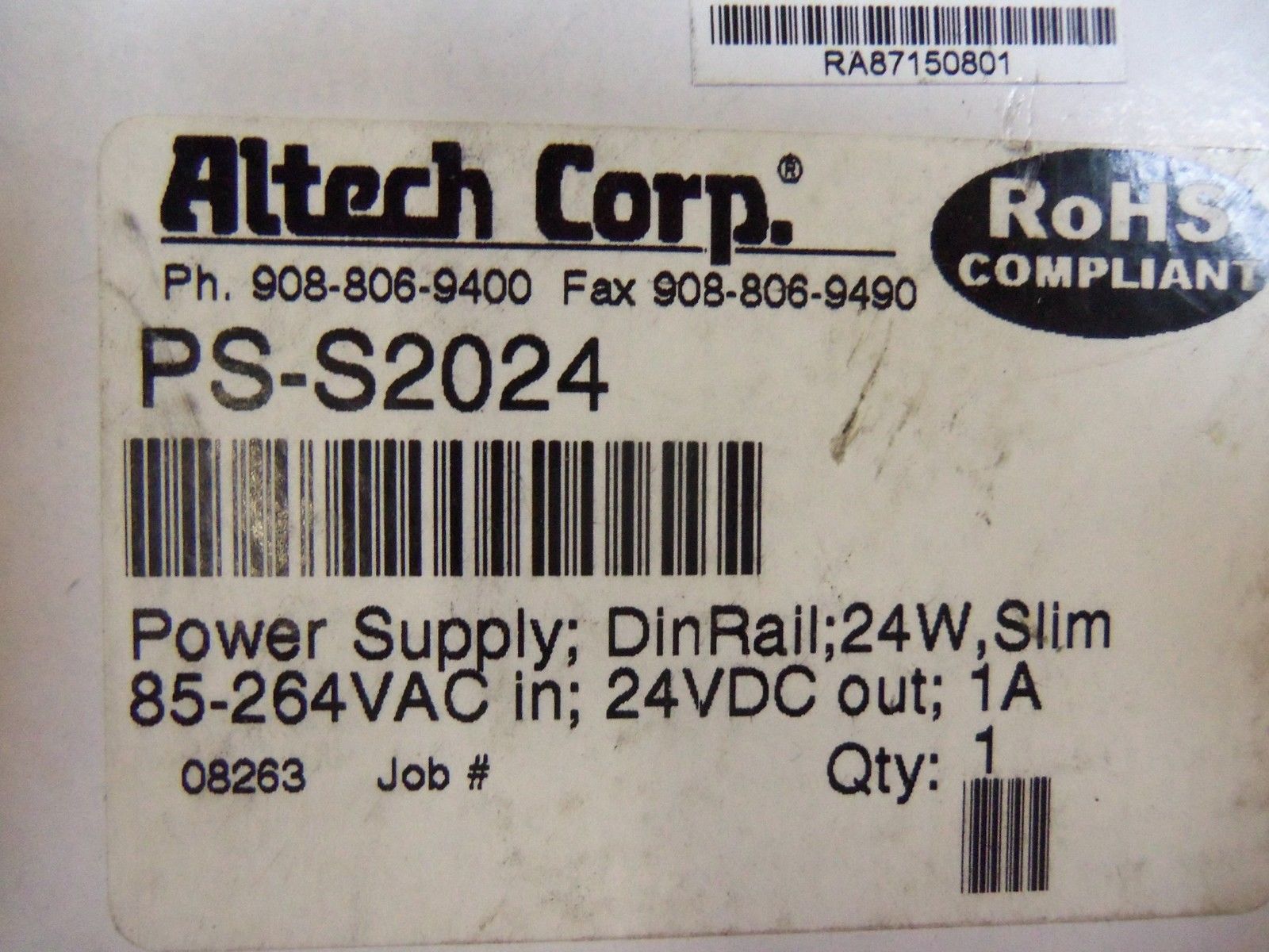 ALTECH CORP. POWER SUPPLY PS-S2024 NSMP