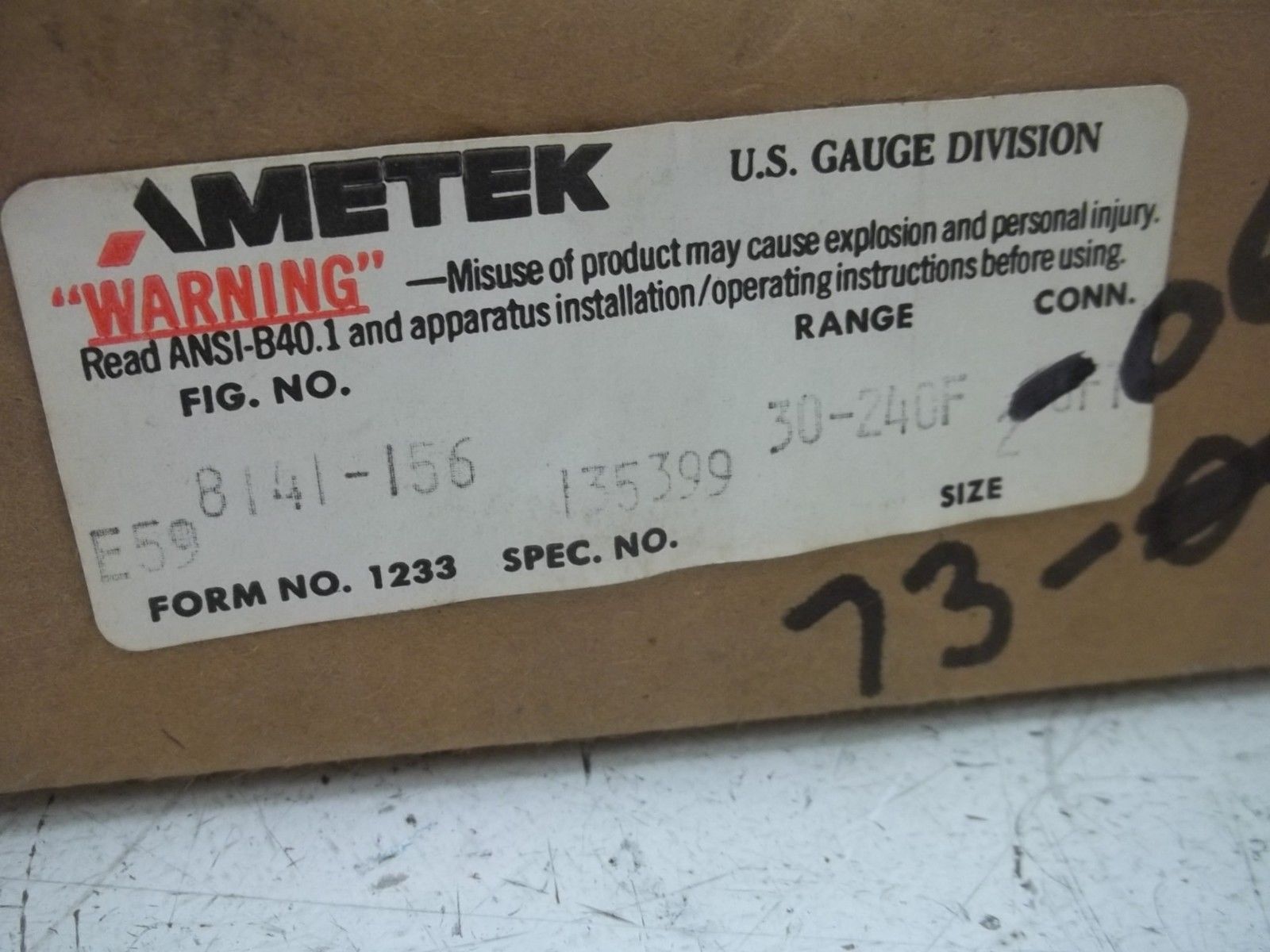 AMETEK 8141-156 GAUGE UNMP