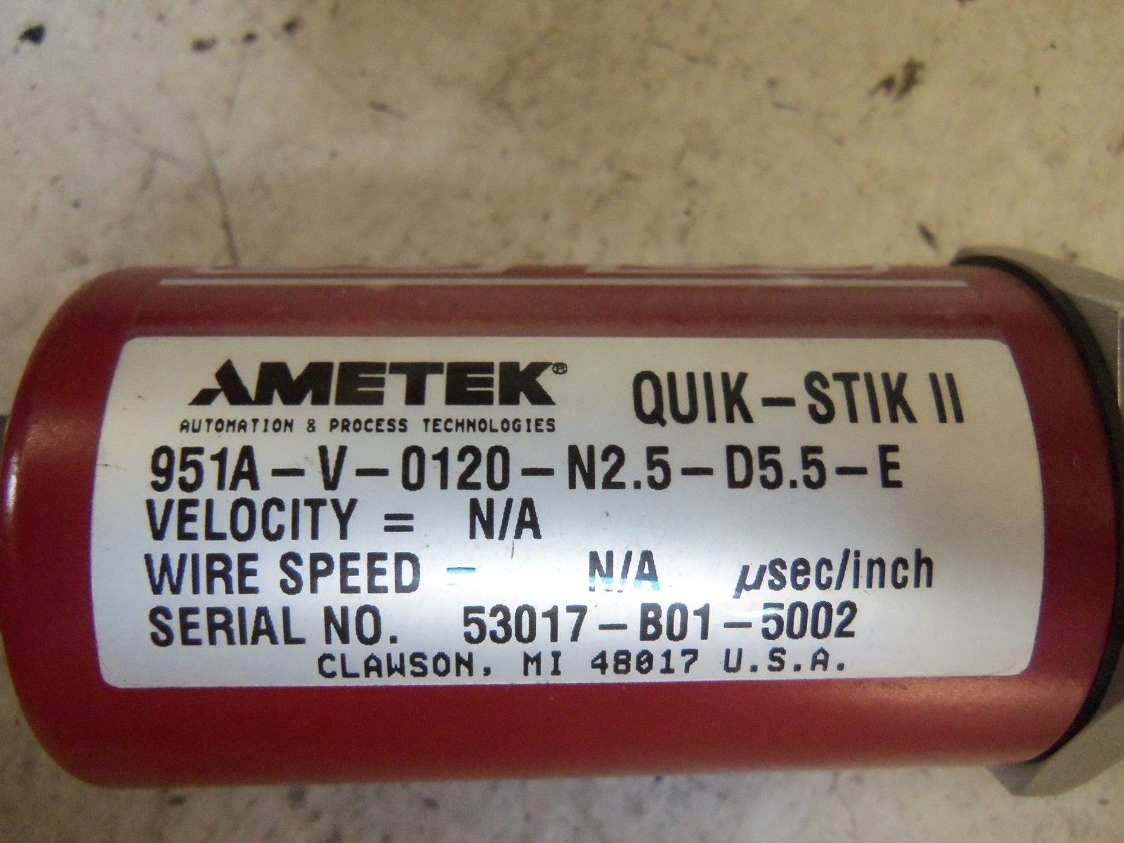 AMETEK 951A-V-0120-N2.5-D5-5-E UNMP
