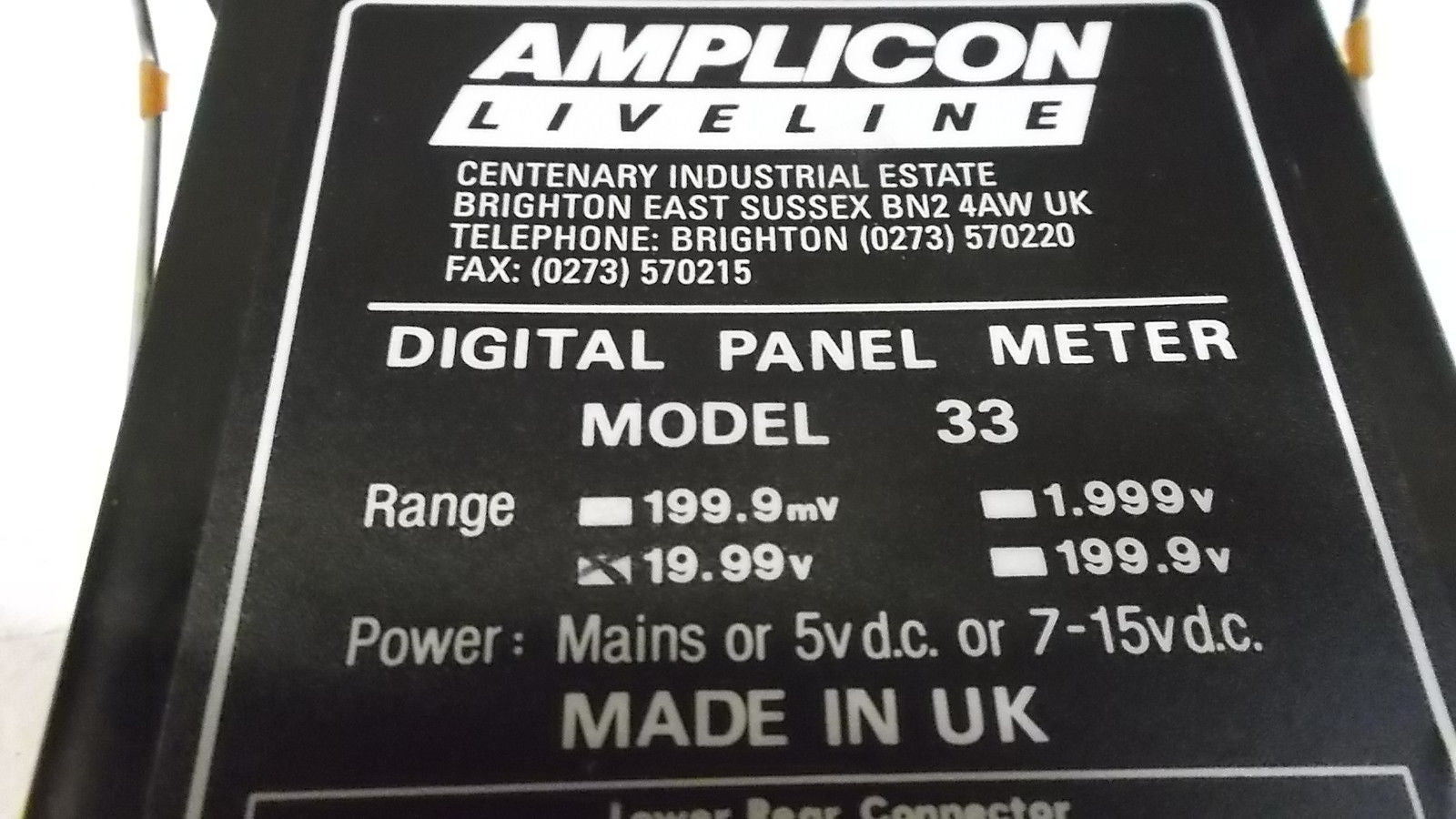 AMPLICON DIGITAL PANEL INSTRUMENT 33 NSMP