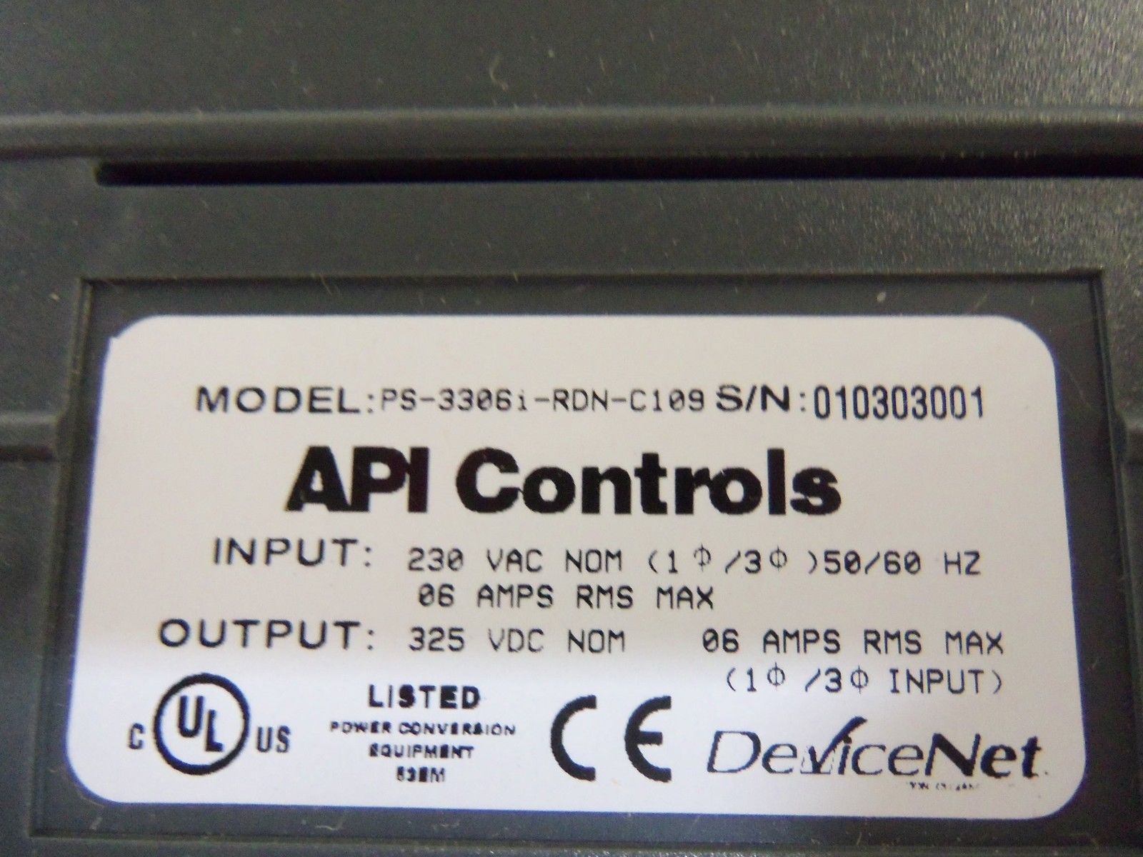 API CONTROLS PS-33061-RDN-C109 CONTROLLER UNMP