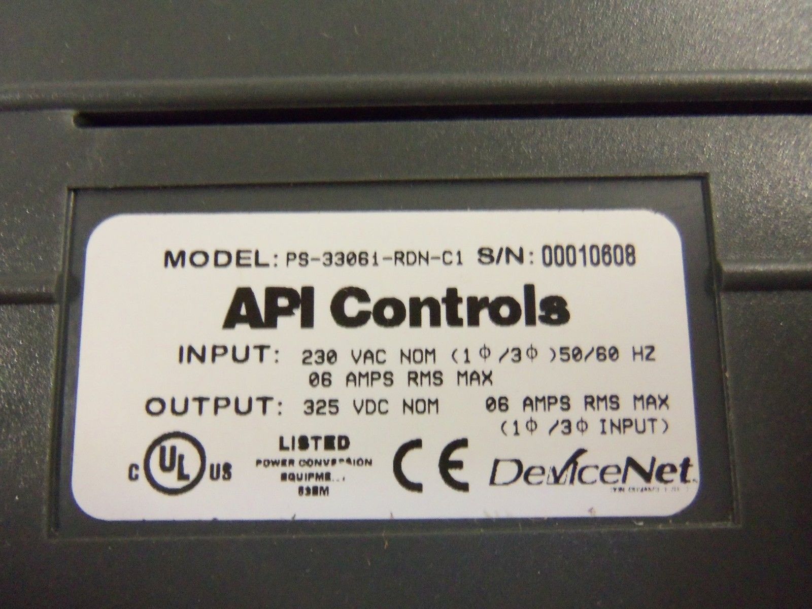API CONTROLS PS-33061-RDN-C1 CONTROLLER UNMP