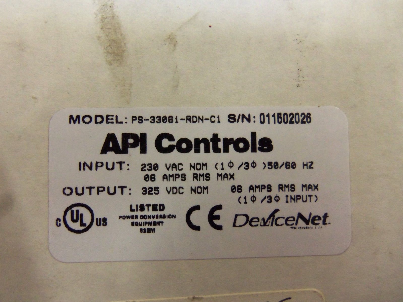 API CONTROLS PS-33061-RDN-C1 CONTROLLER UNMP