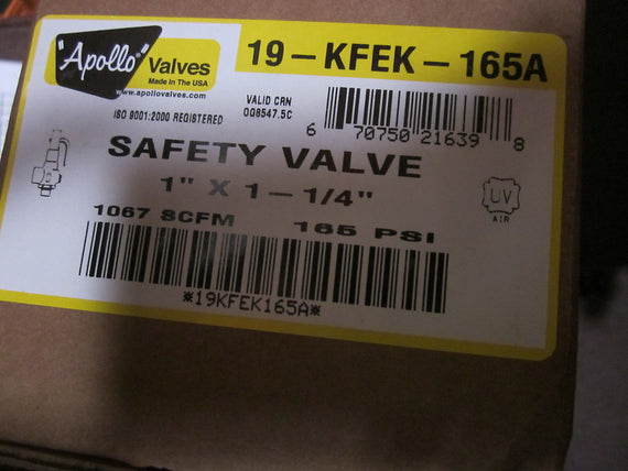 APOLLO VALVES 19-KFEK-165A SAFETY VALVE 1" X 1-1/4" *NEW IN BOX*