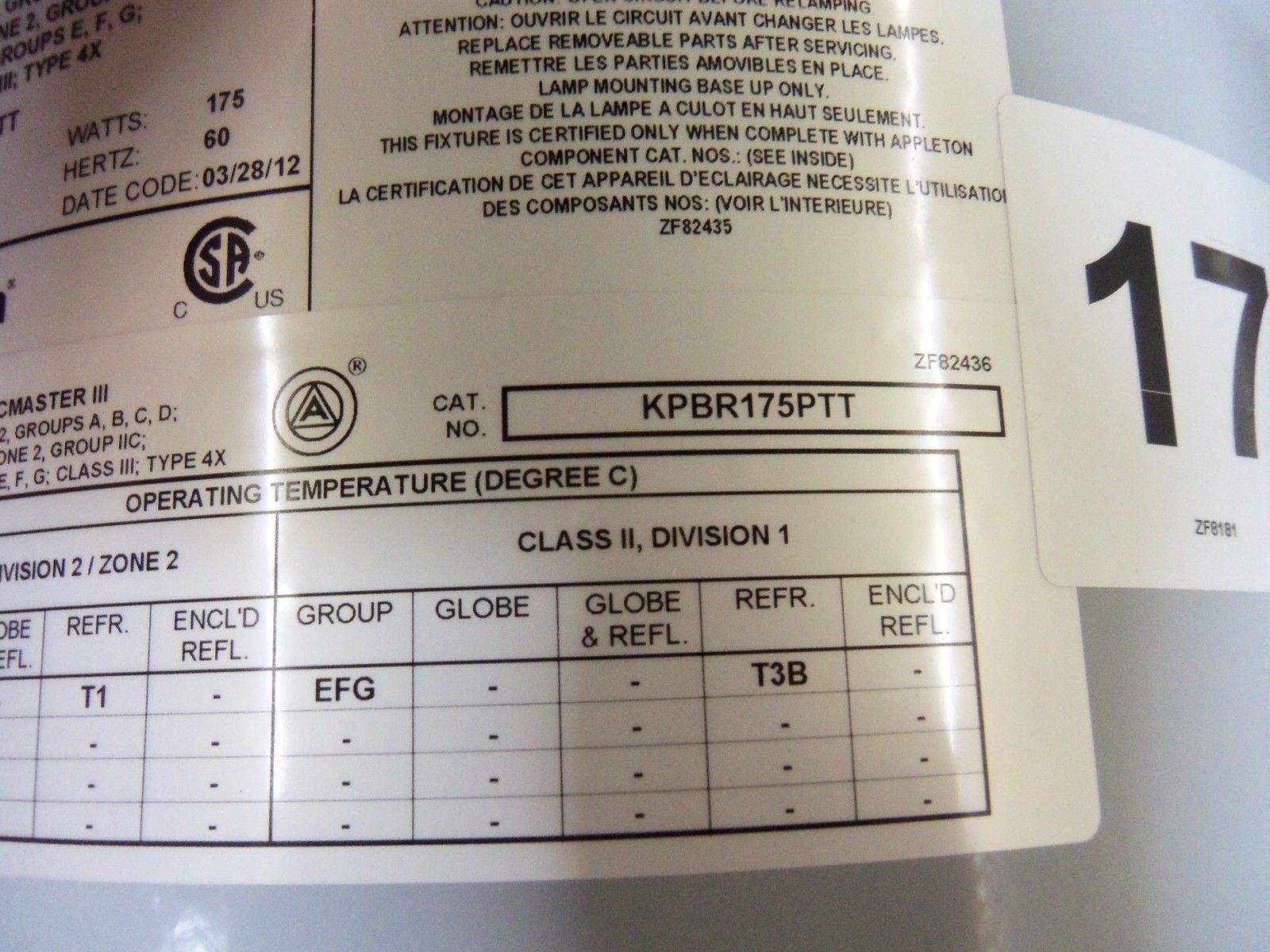 APPLETON KPBR175PTT BALLAST BODY NSMP