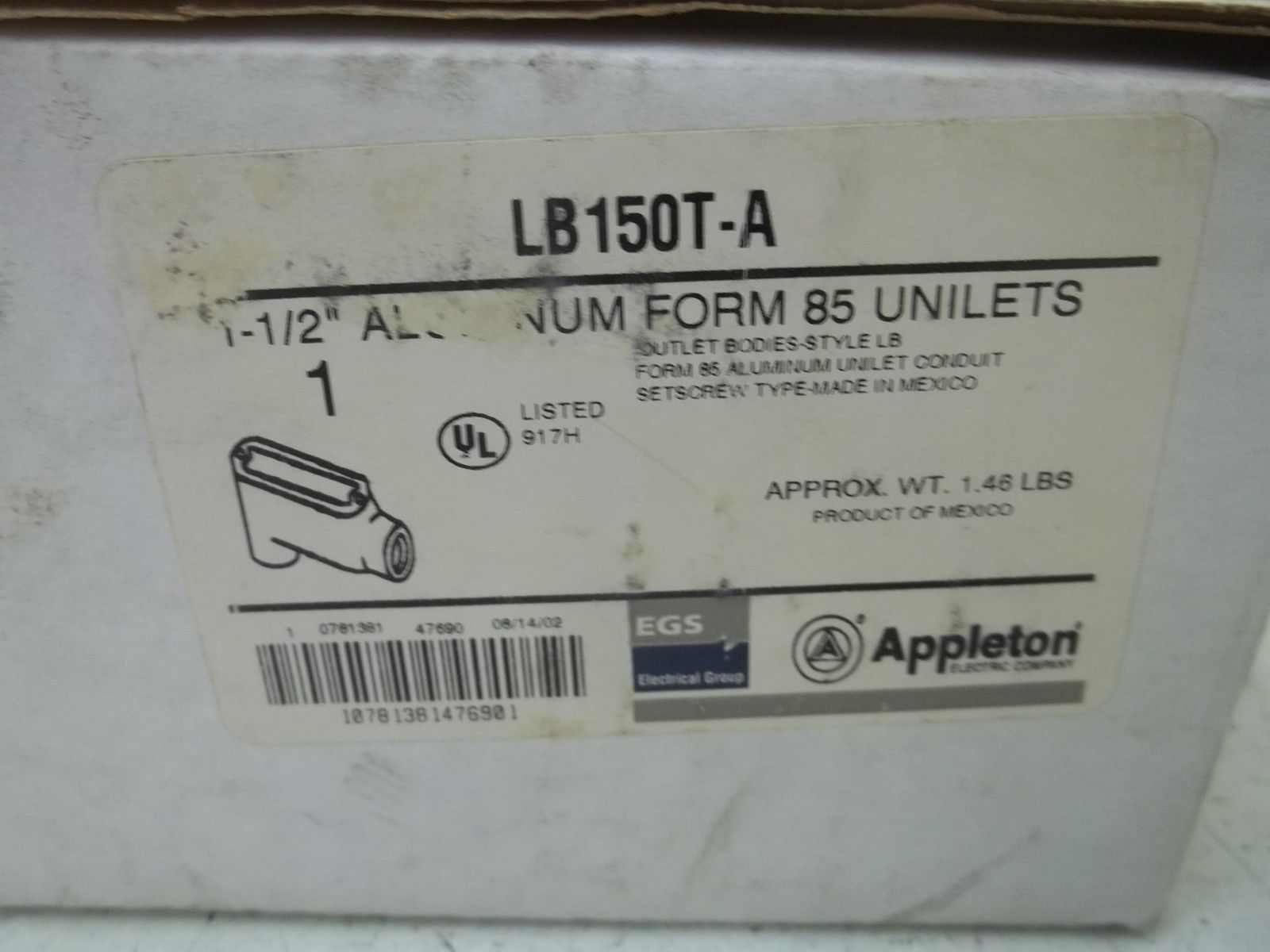 APPLETON LB150T-A 1-1/2" ALUMINUM FORM 85 UNILETS NSMP
