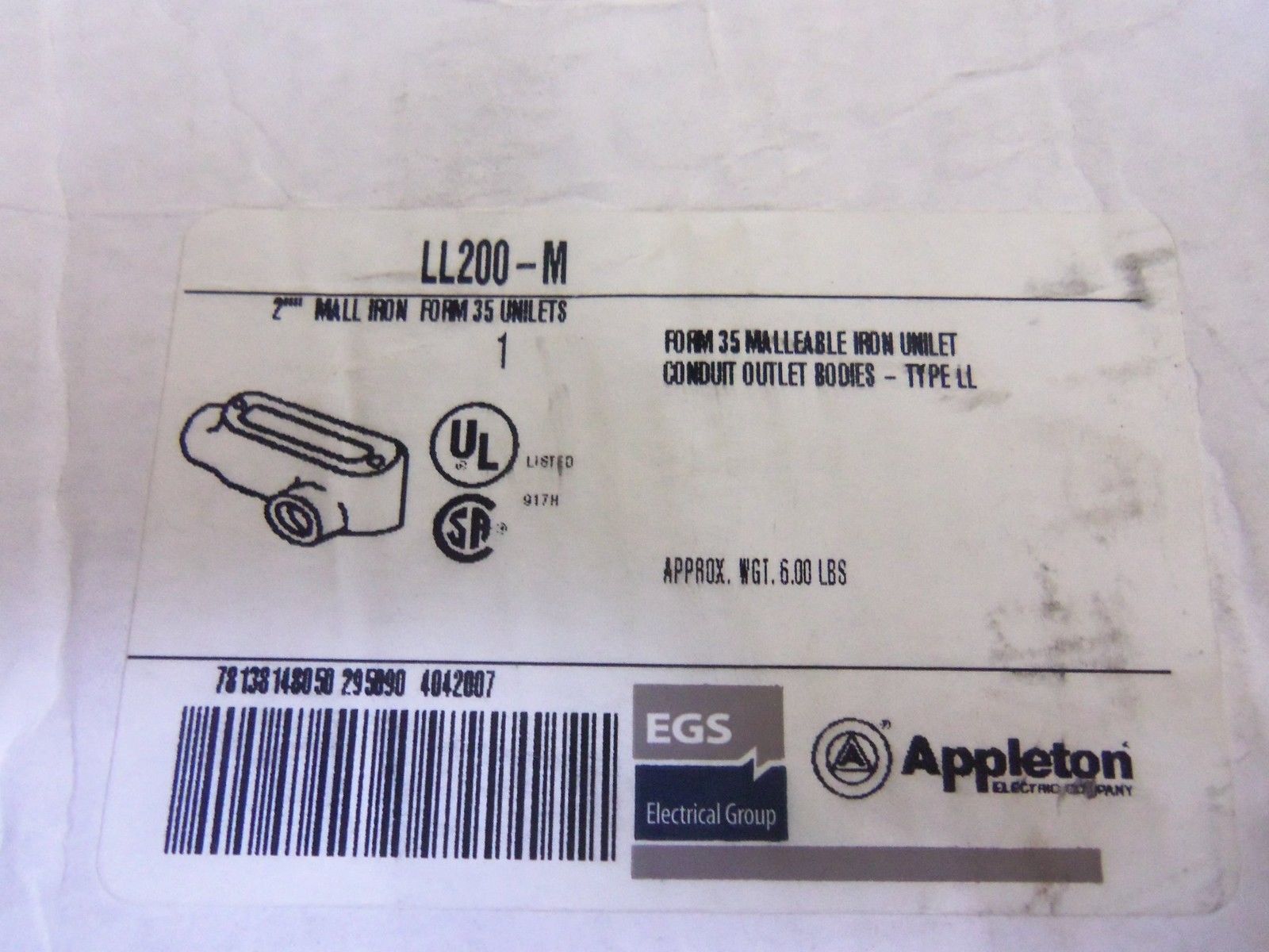 APPLETON LL200-M CONDUIT *NEW IN BOX*