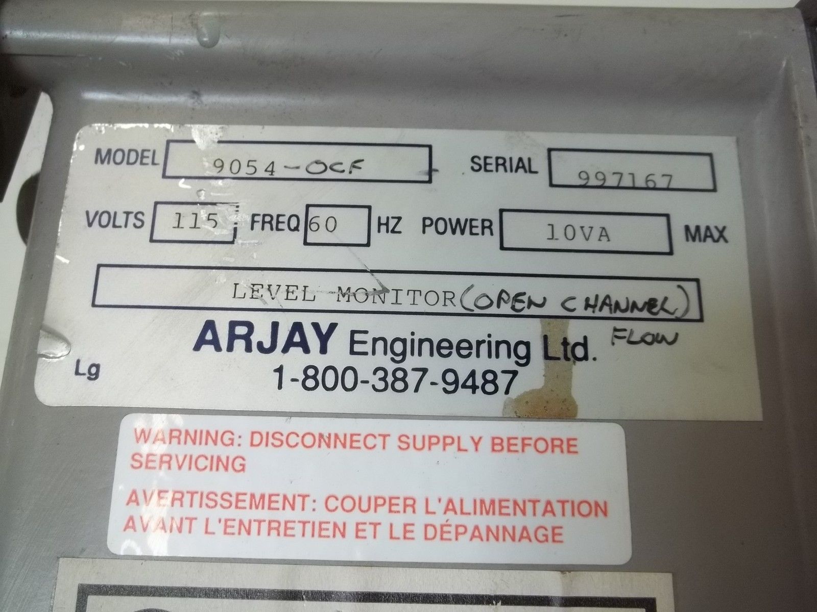ARJAY 9054-OCF OPEN CHANNEL FLOW CONTROL UNMP