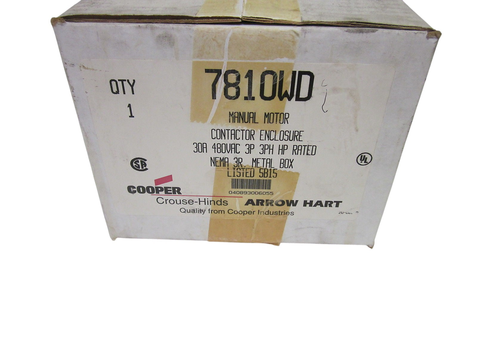 ARROW HART 7810WD MANUAL MOTOR CONTACTOR NSMP