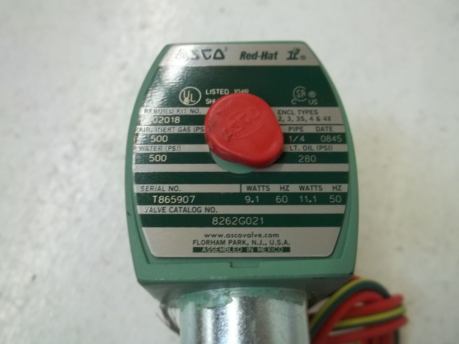 ASCO 8262G021 VALVE UNMP