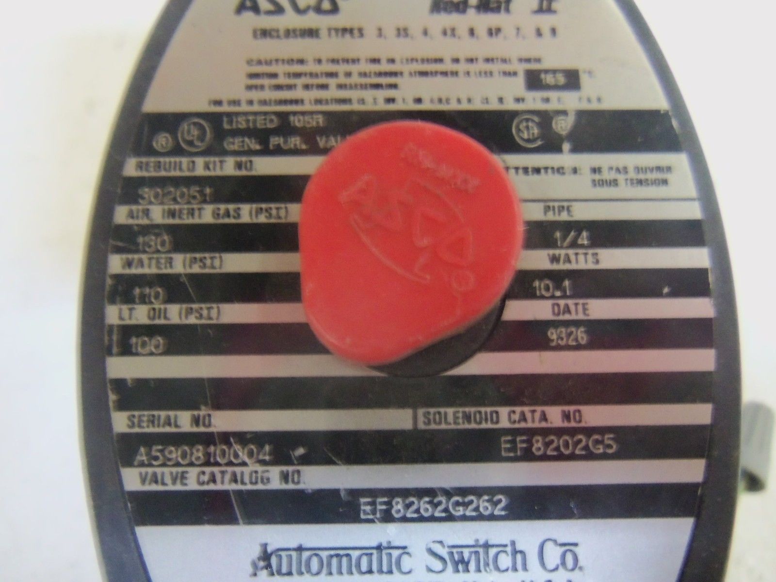 ASCO EF8262G262 VALVE UNMP