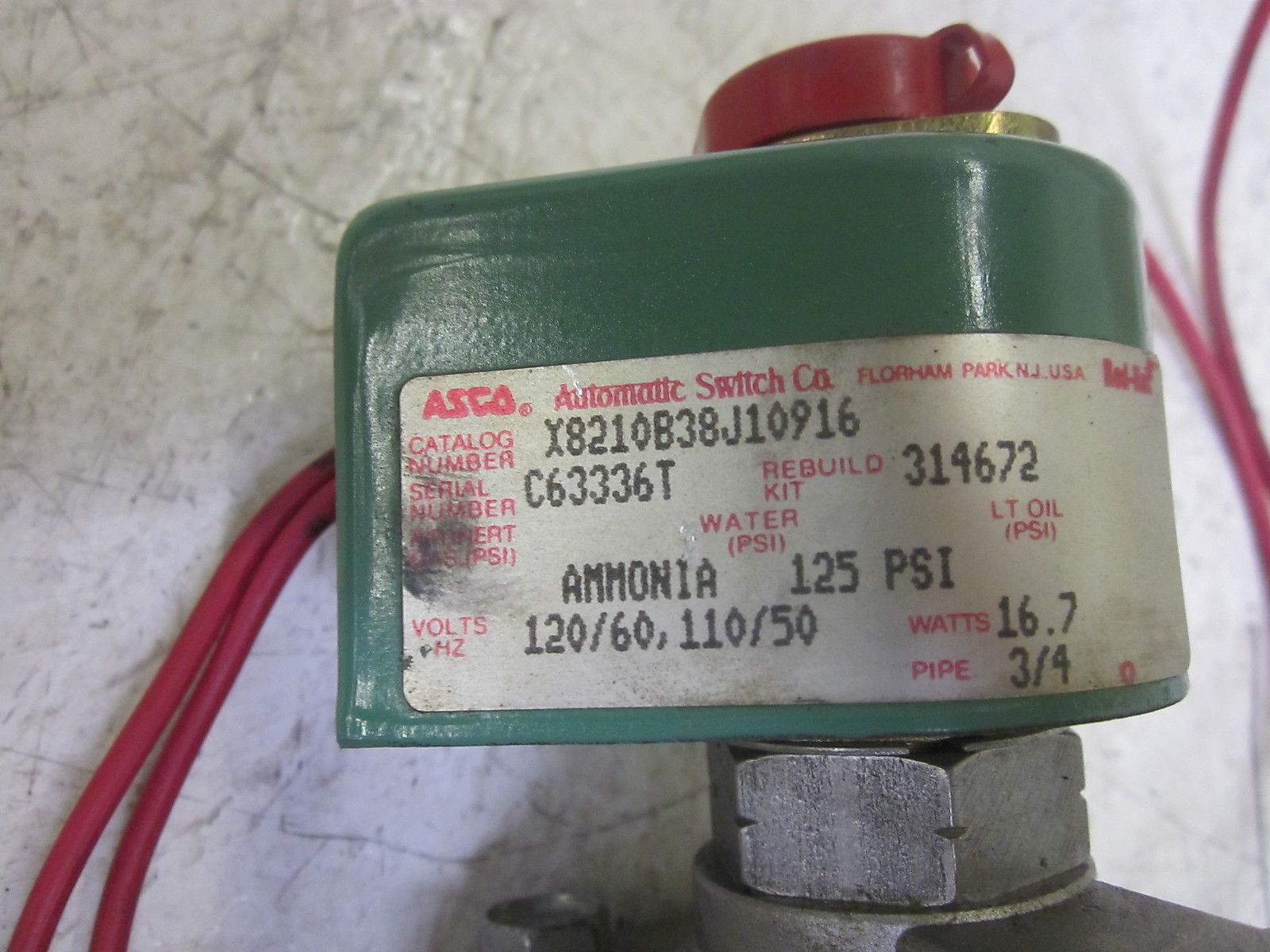 ASCO X8210B38J10916 SOLENOID VALVE 110/120V UNMP