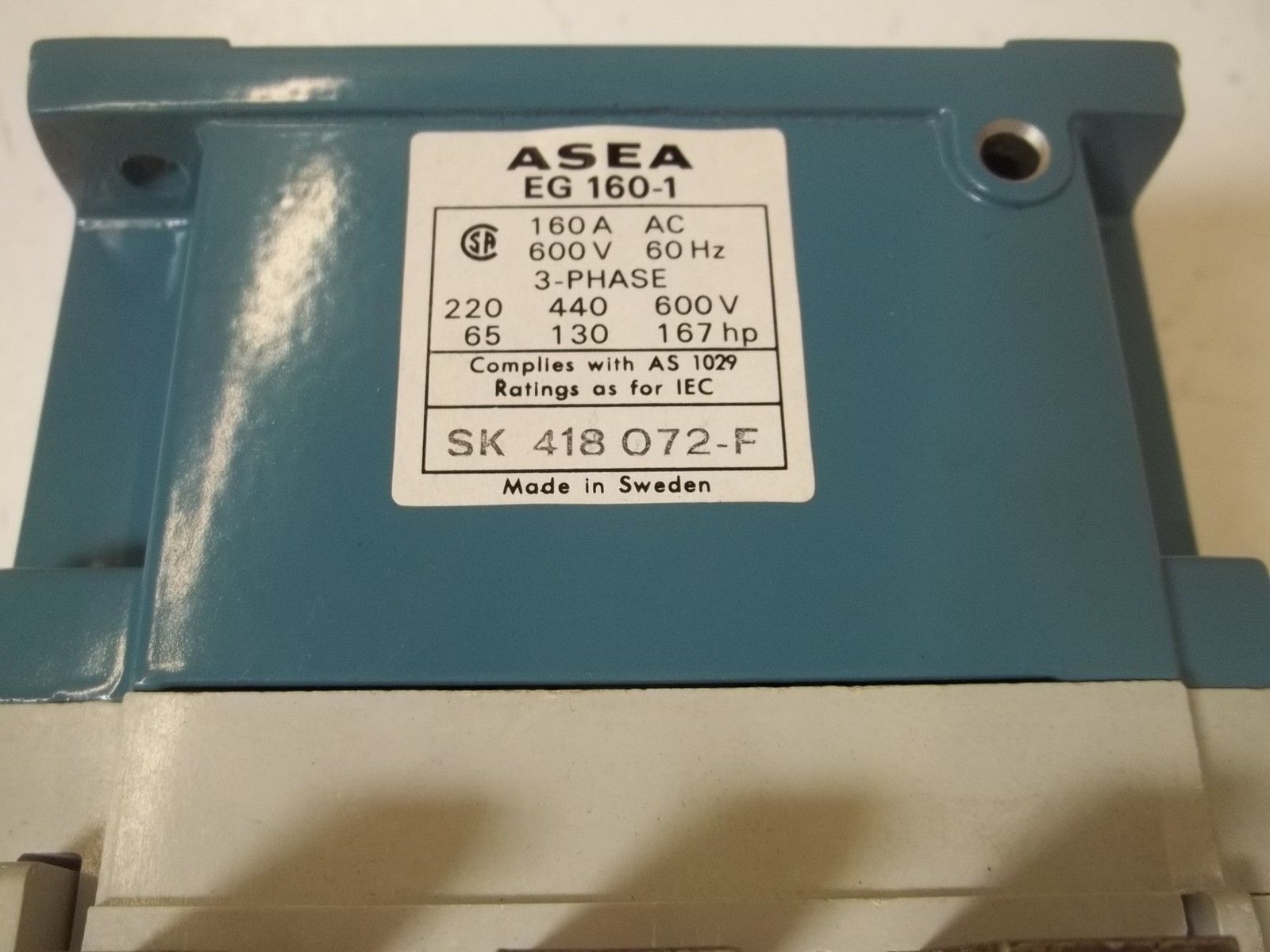 ASEA EG160-1-UL CONTACTOR SIZE 4 *USED*