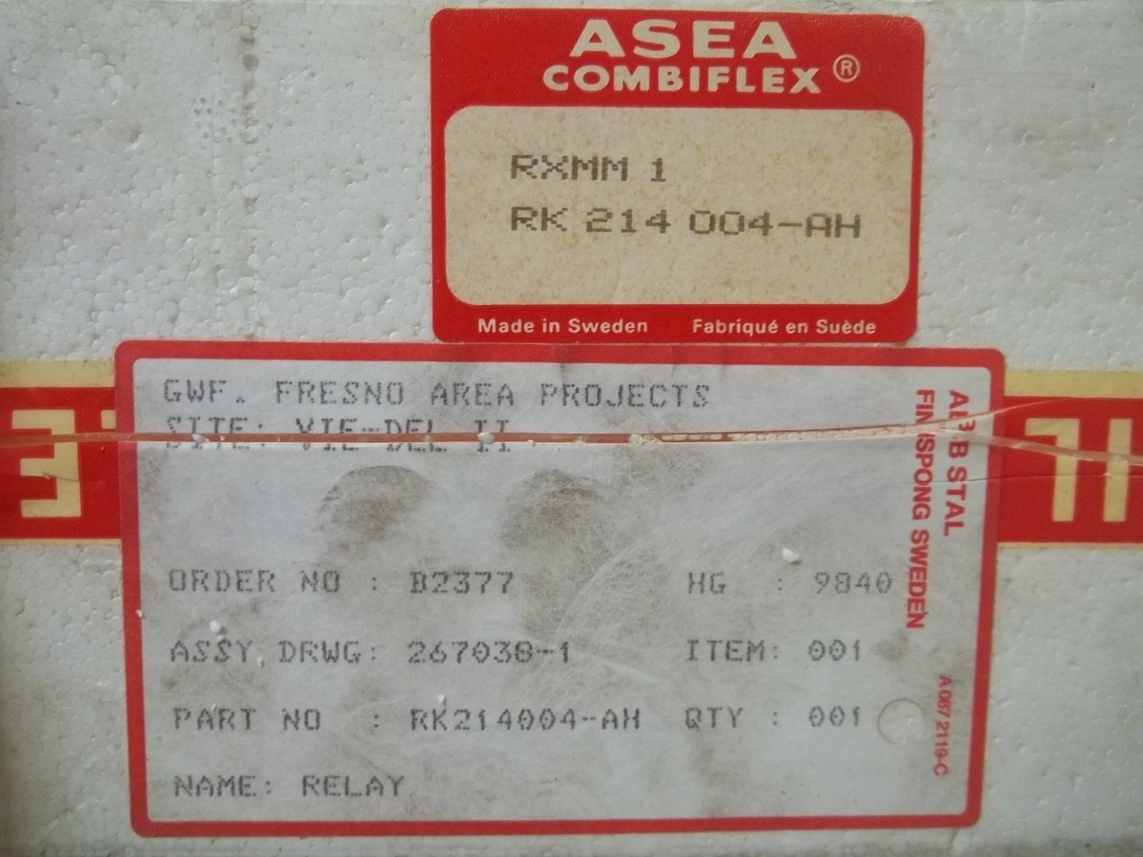 ASEA RK214-004-AH RELAY UNMP