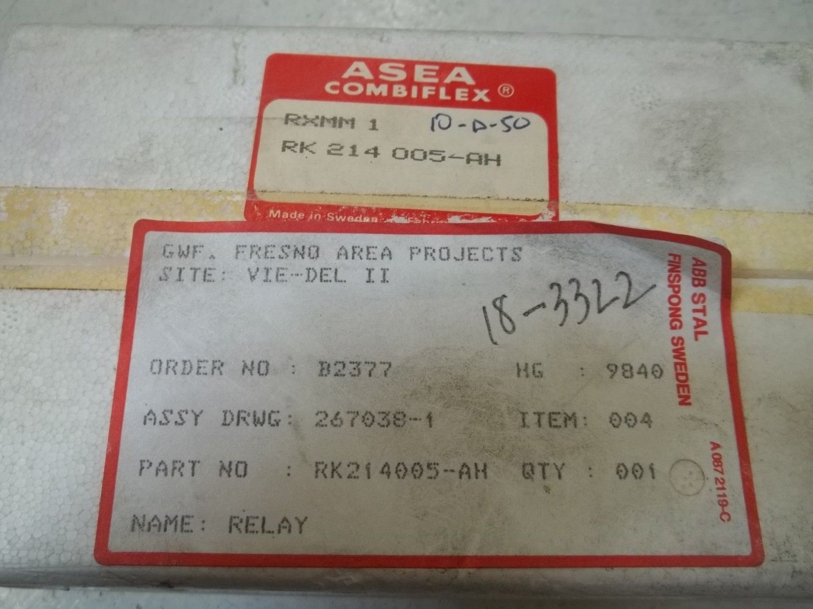 ASEA RK214005-AH RELAY UNMP