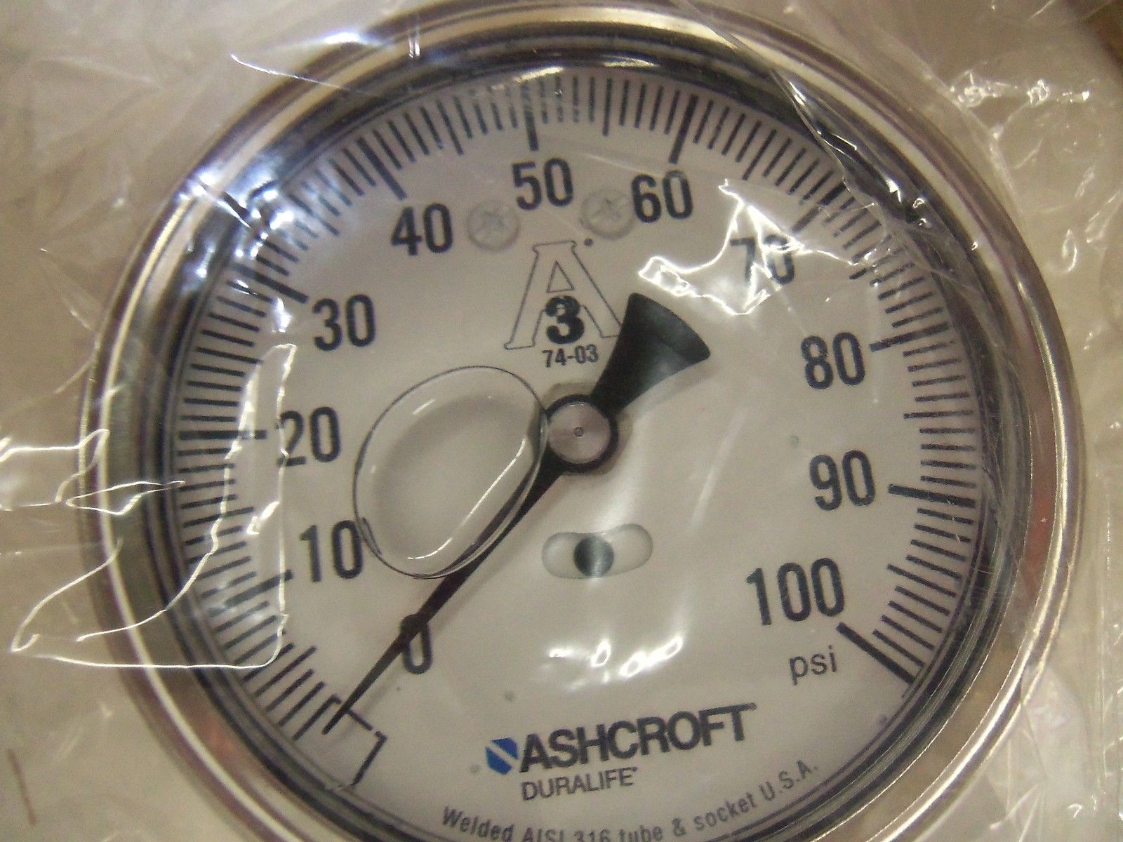 ASHCROFT 351032SL15L-100# PRESSURE GAUGE 0-100 PSI NSMP