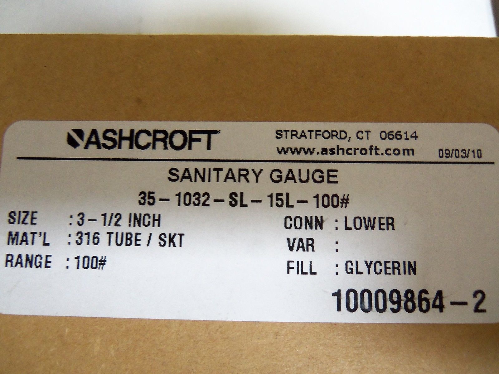 ASHCROFT 351032SL15L-100# PRESSURE GAUGE 0-100 PSI NSMP