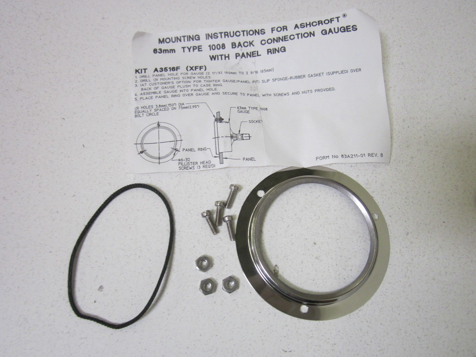 ASHCROFT 1008 BACK CONNECTION GAUGES WITH PANEL RING NSNP