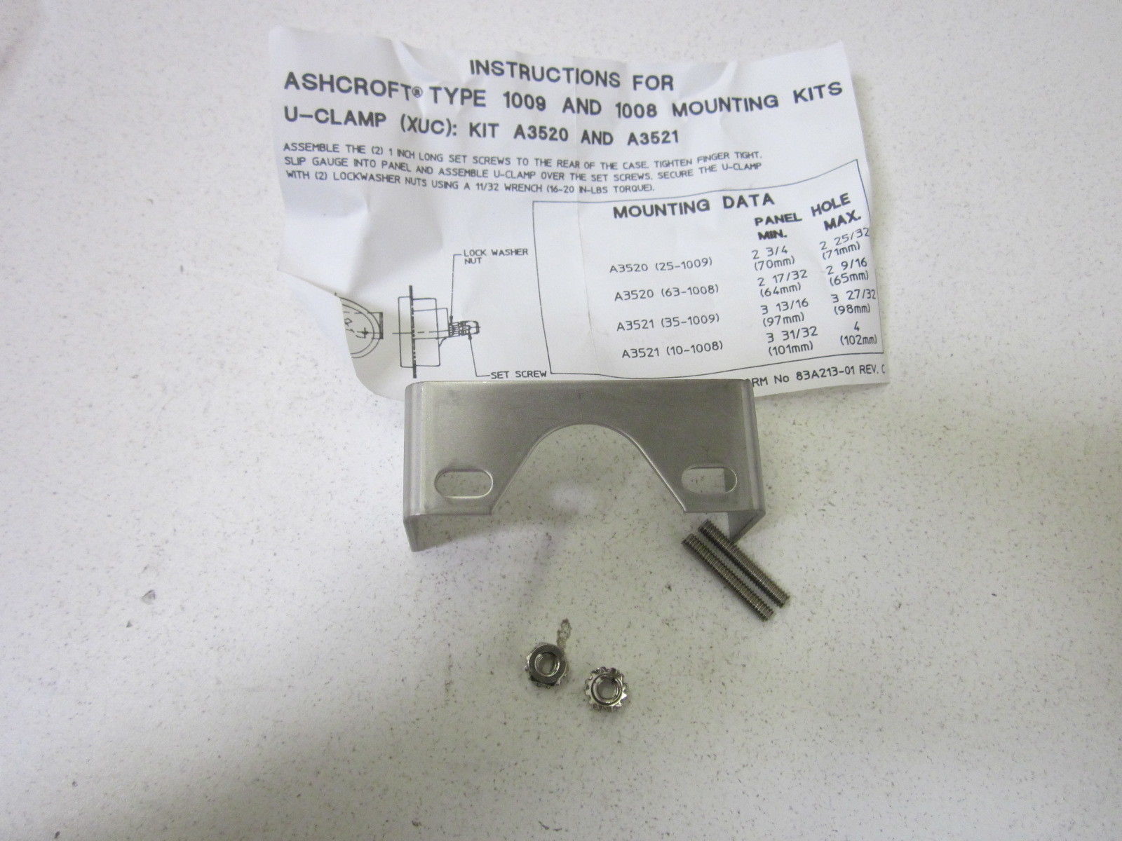 ASHCROFT 1009 AND 1008 MOUNTING KITS NSNP