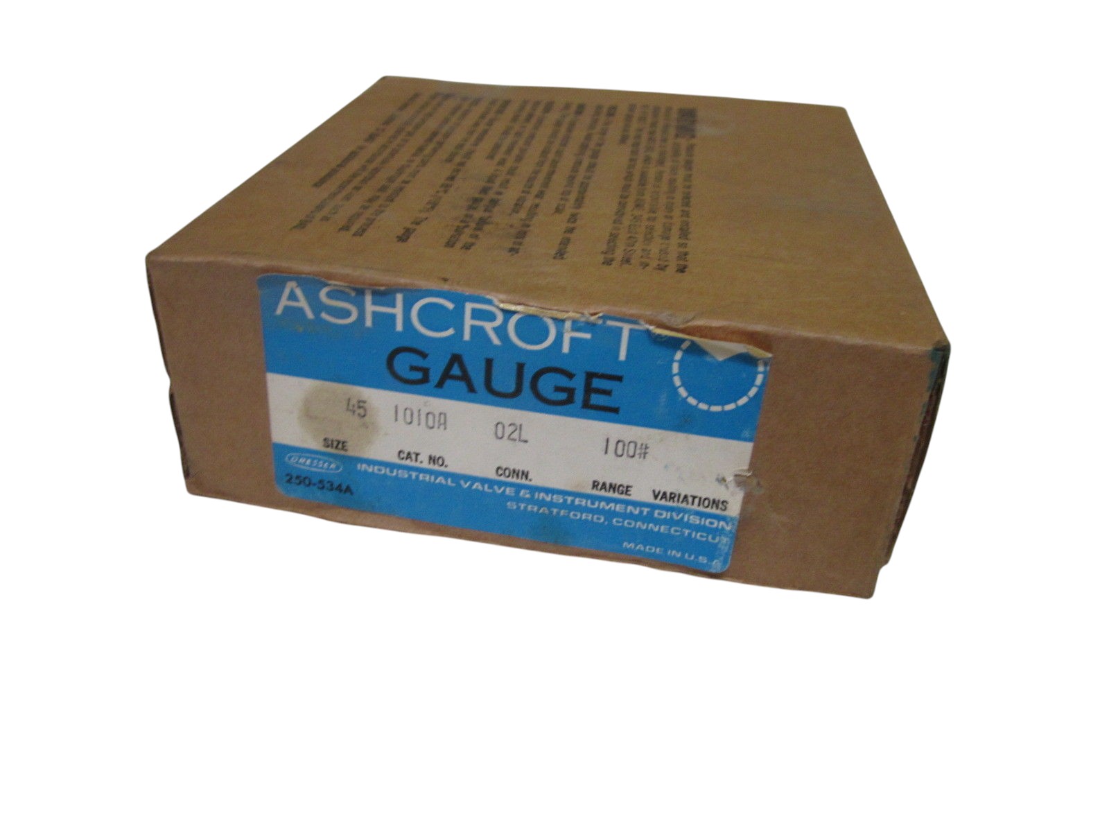 ASHCROFT 451010A02L-100# PRESSURE GAUGE 0-100 PSI NSMP