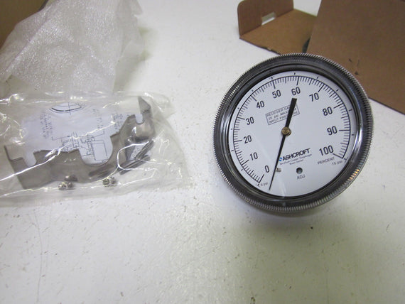 ASHCROFT 351495A02B3-15# PRESSURE GAUGE 0-100% 3-15 PSI *NEW IN BOX*