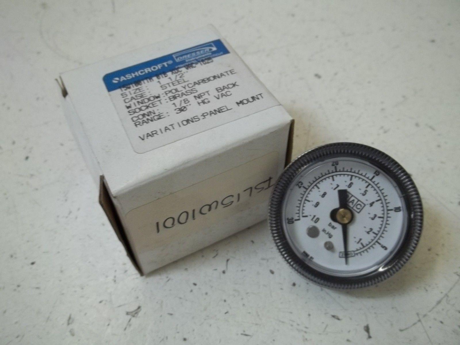 ASHCROFT 15W1001TH01BXUCVAC-1625 PRESSURE GAUGE 30" Hg VAC NSMP