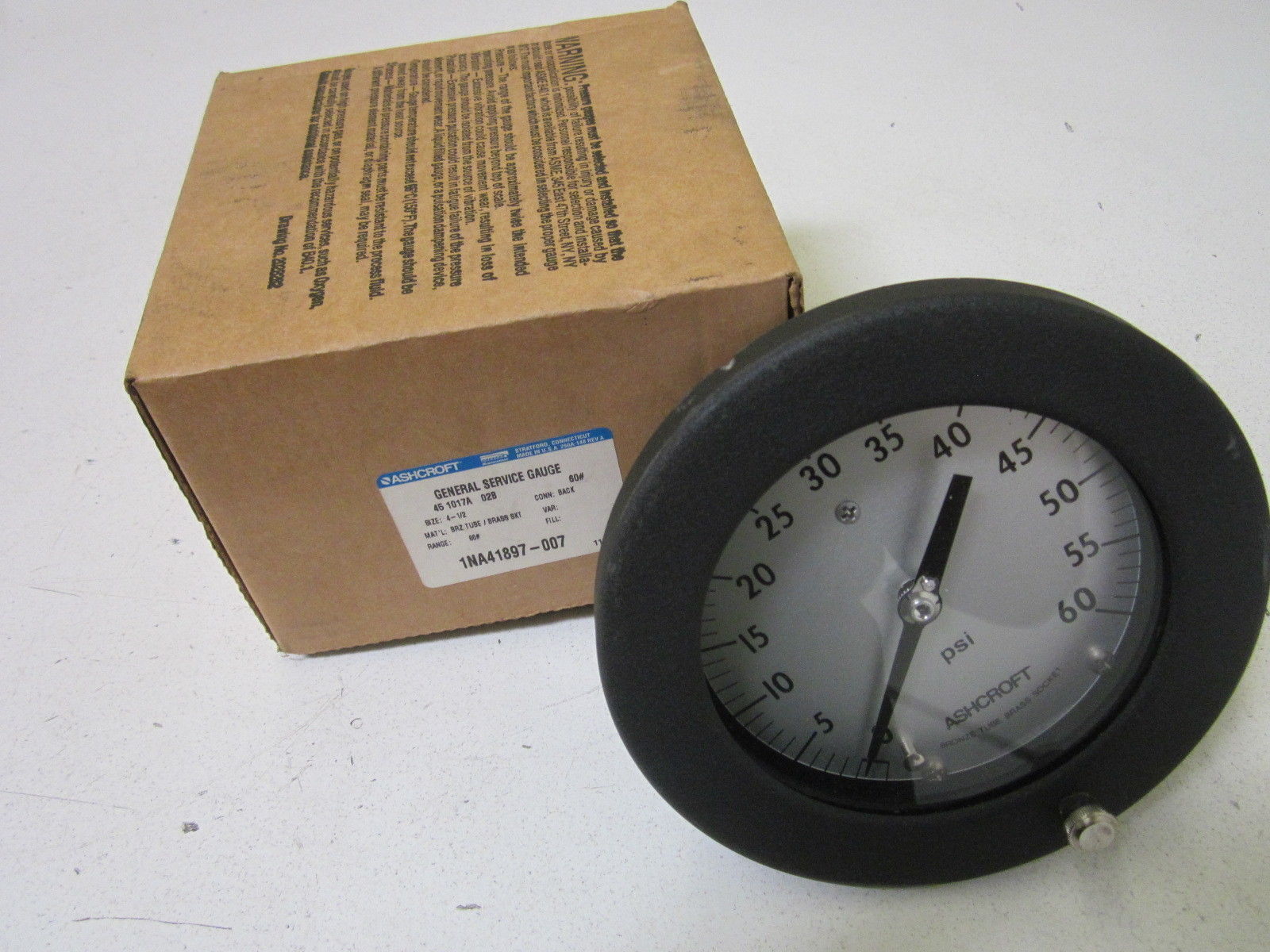 ASHCROFT 451017A02B-60# PRESSURE GAUGE 0-60 PSI NSMP