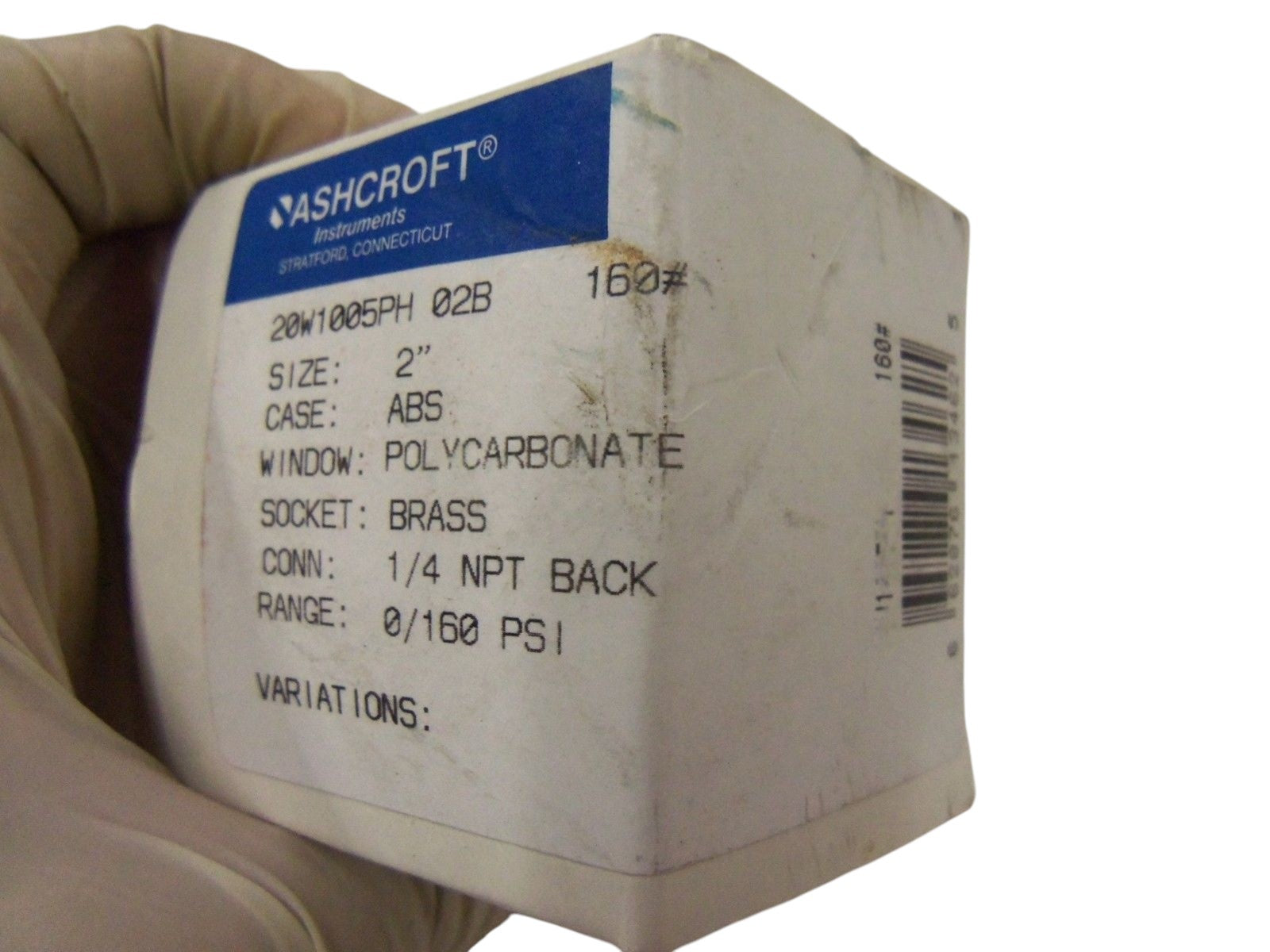 ASHCROFT 20W1005PH02B160# 0-160 PSI  NSMP