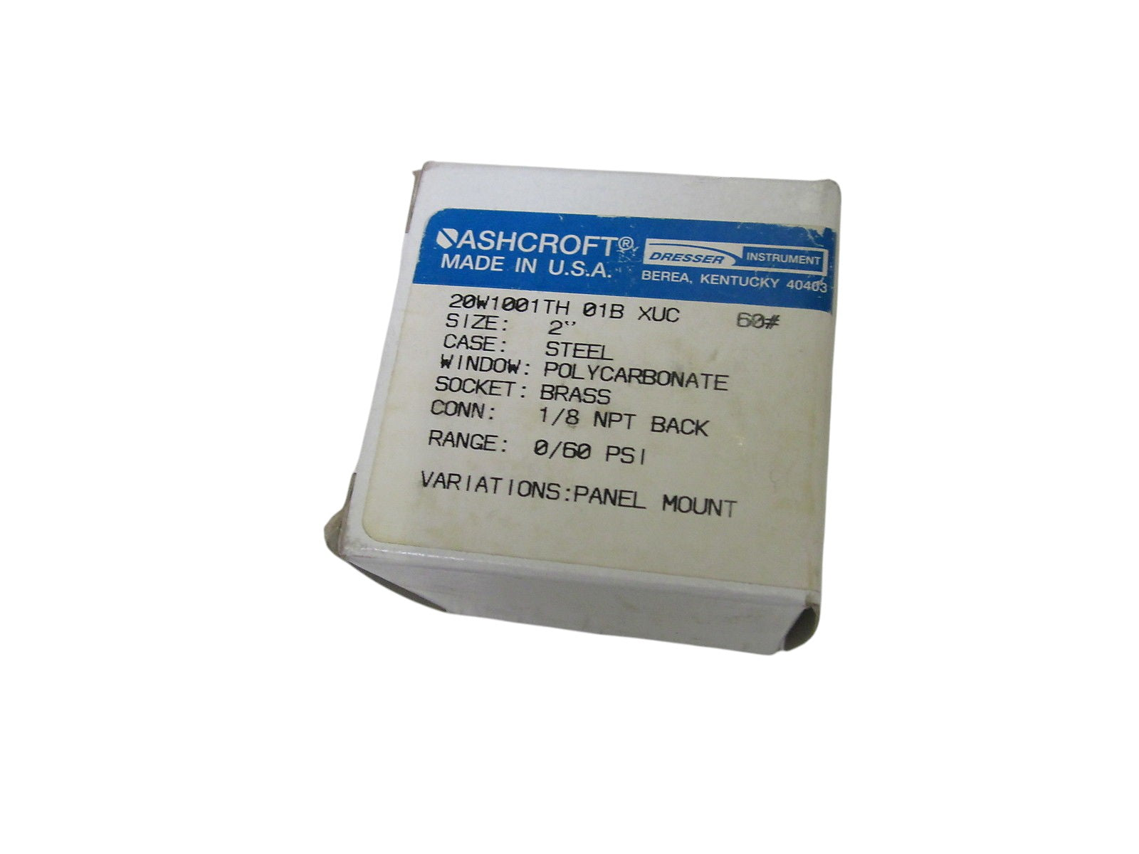 ASHCROFT 20W100TH01BXUC-60# PRESSURE GAUGE 0-60 PSI NSMP