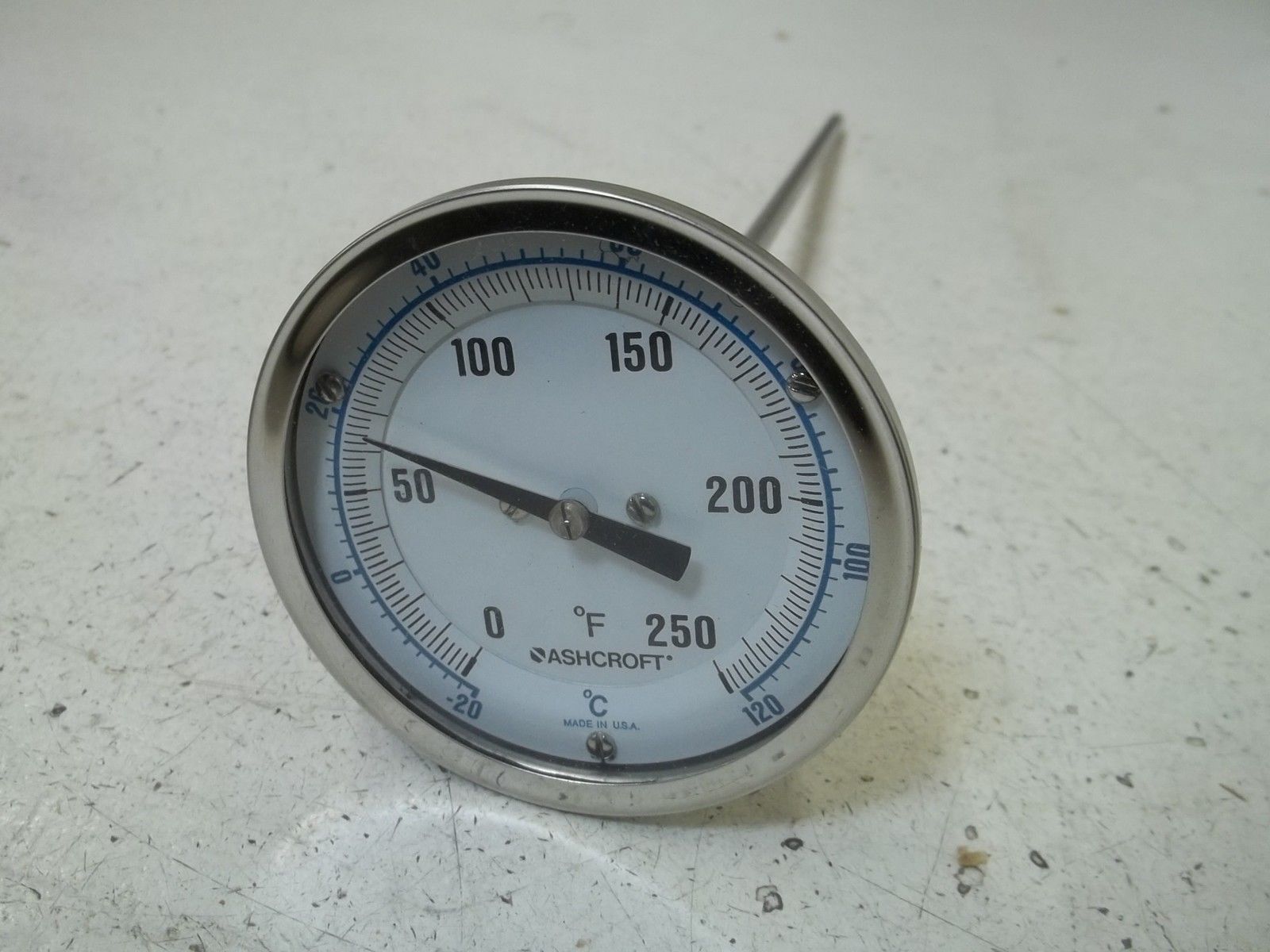 ASHCROFT 30EI60R120-0/250F&-20/120C THERMOMETER 0-250F -20-120C NSMP