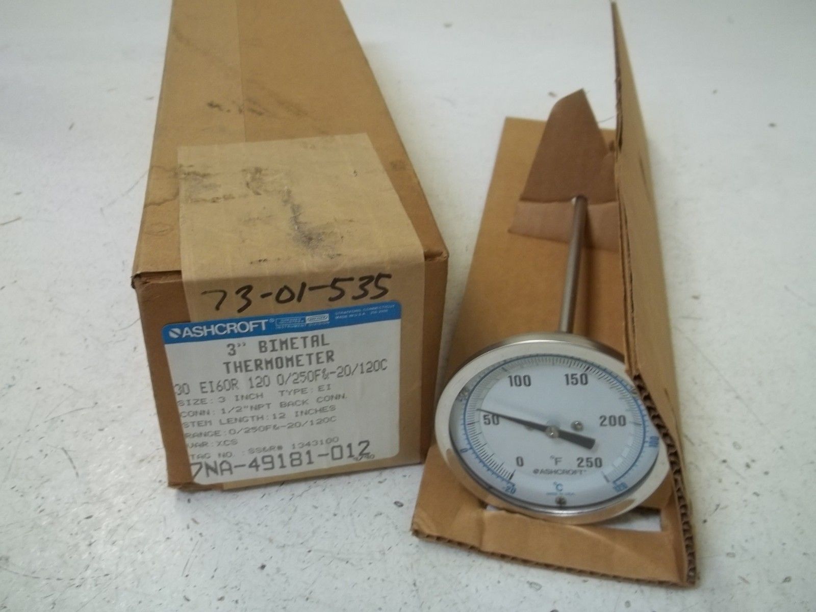 ASHCROFT 30EI60R120-0/250F&-20/120C THERMOMETER 0-250F -20-120C NSMP