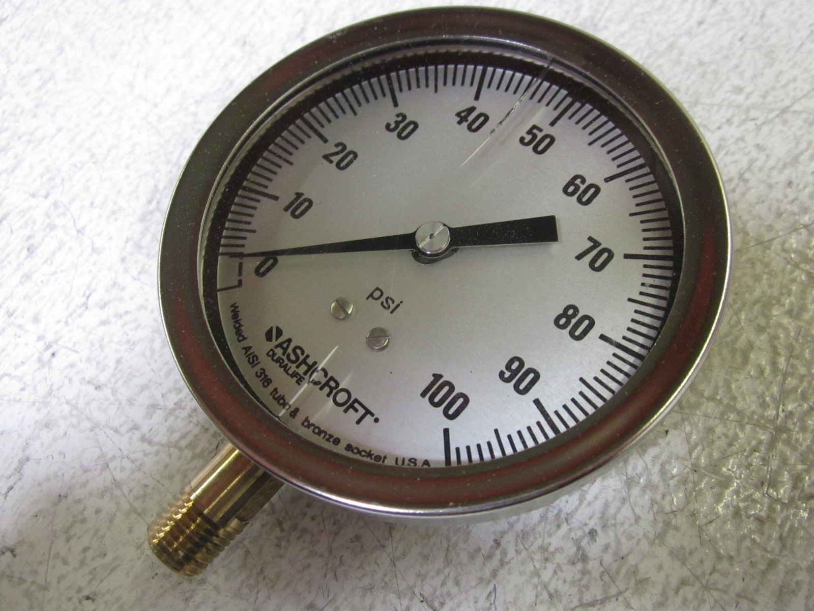 ASHCROFT 351009AW02LXCYLM-100# PRESSURE GAUGE 0-100 PSI(AS PICTURED)NSMP