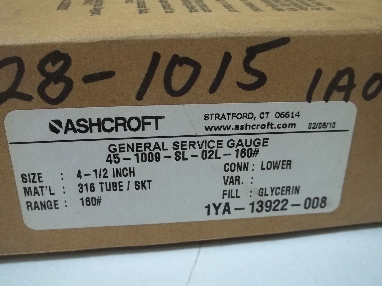 ASHCROFT 451009SL02L-160# DURAGAUGE 0-160 PSI NSMP