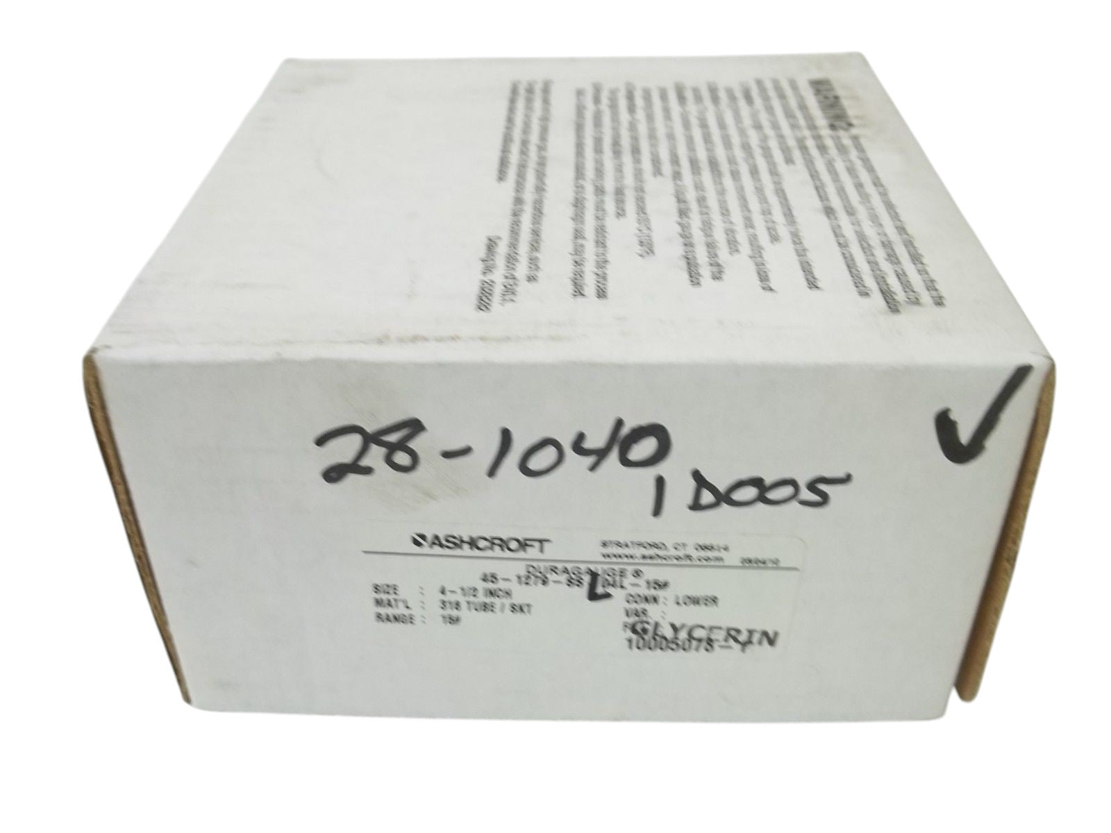 ASHCROFT 451279SSL04L-15# DURAGAUGE 0-15 PSI NSMP