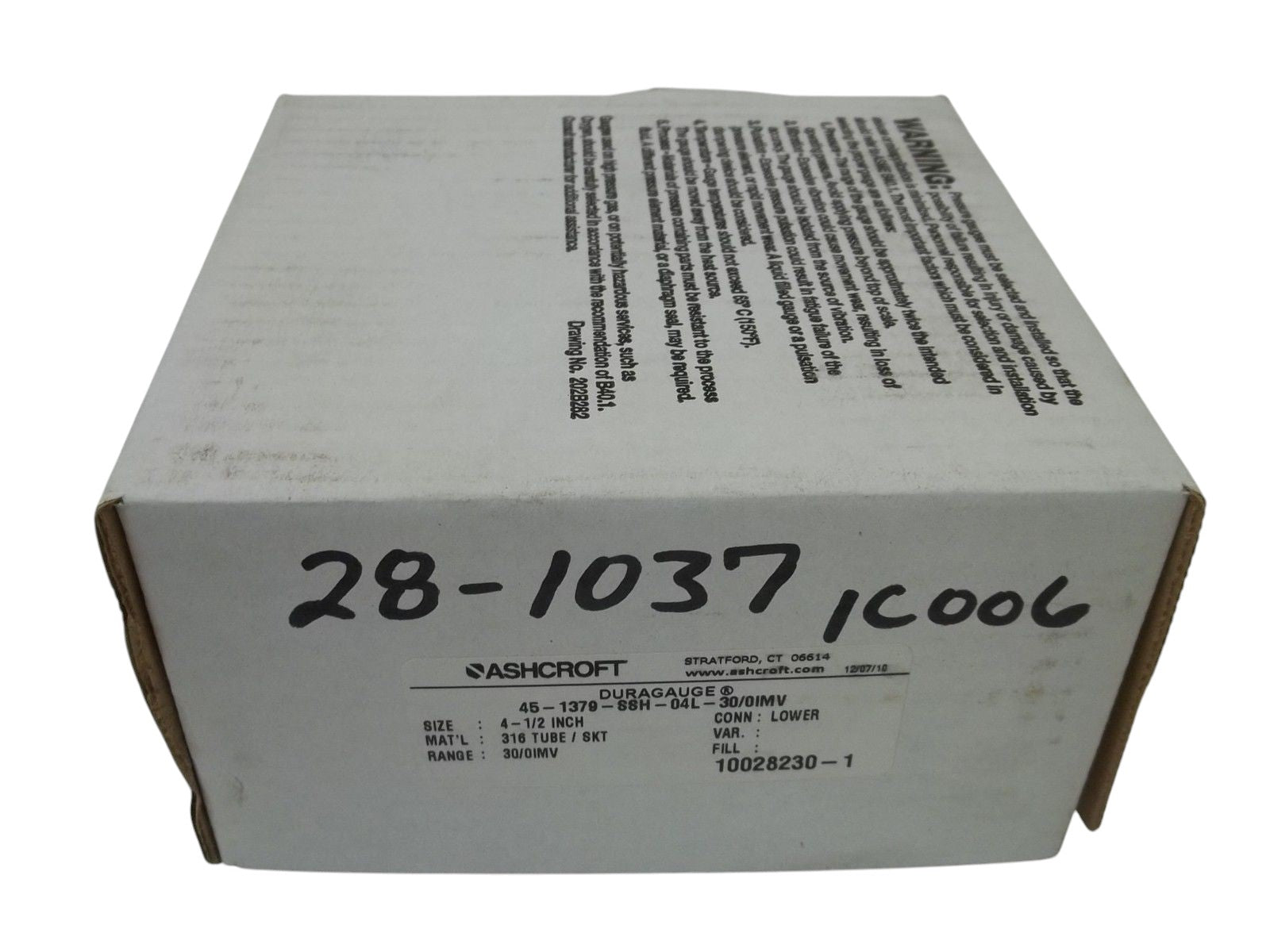ASHCROFT 451379SSH04L-30/0IMV DURAGAUGE 30-0 IMV NSMP