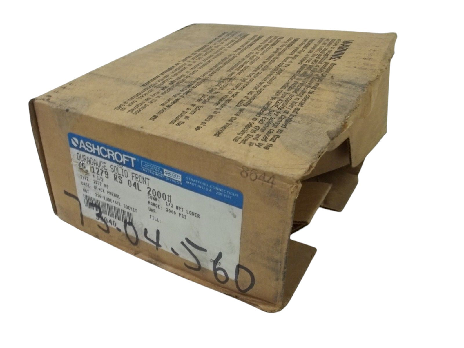 ASHCROFT 451279RS04L-2000# DURAGAUGE 0-2000 PSI UNMP
