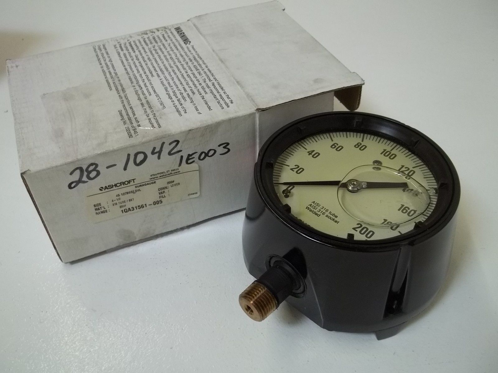 ASHCROFT 451279SSL04L-200# DURAGAUGE 0-200 PSI (AS PICTURED) NSMP