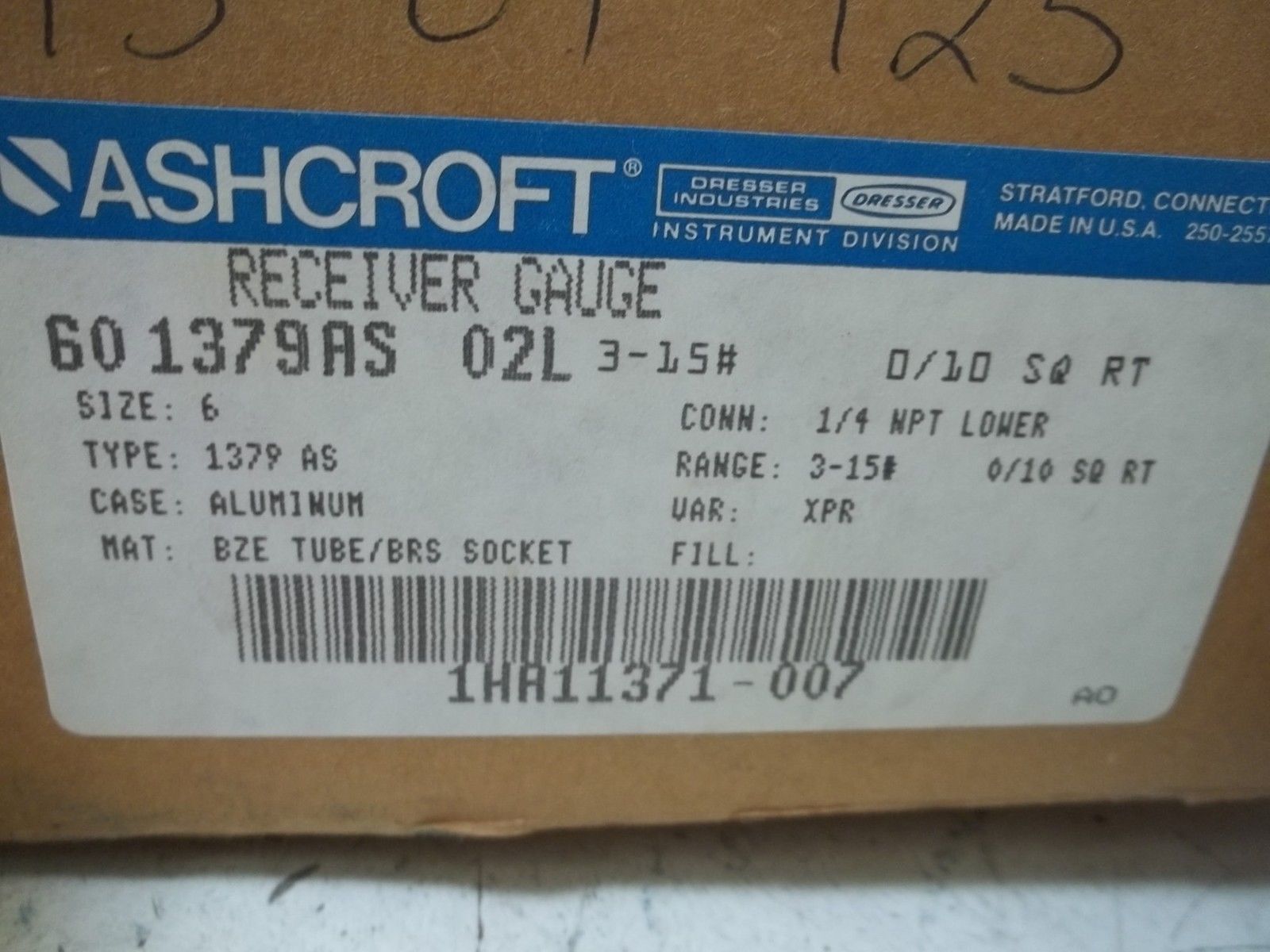 ASHCROFT 601379AS02L-3-15#0-10SQRT GAUGE 0-10 SQRT 3-15 PSI NSMP