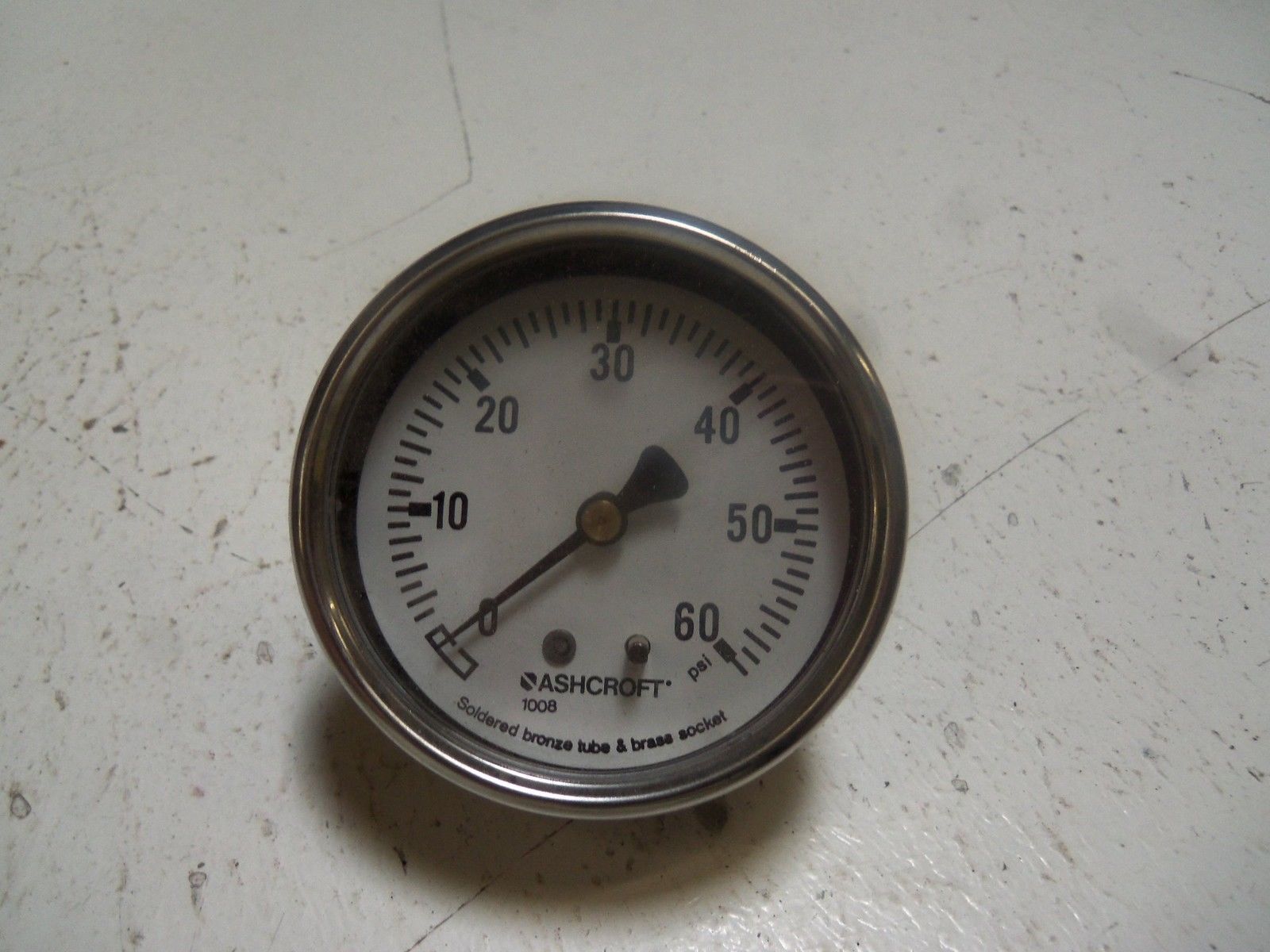 ASHCROFT 631008A02B-60# PRESSURE GAUGE 0-60 PSI NSMP