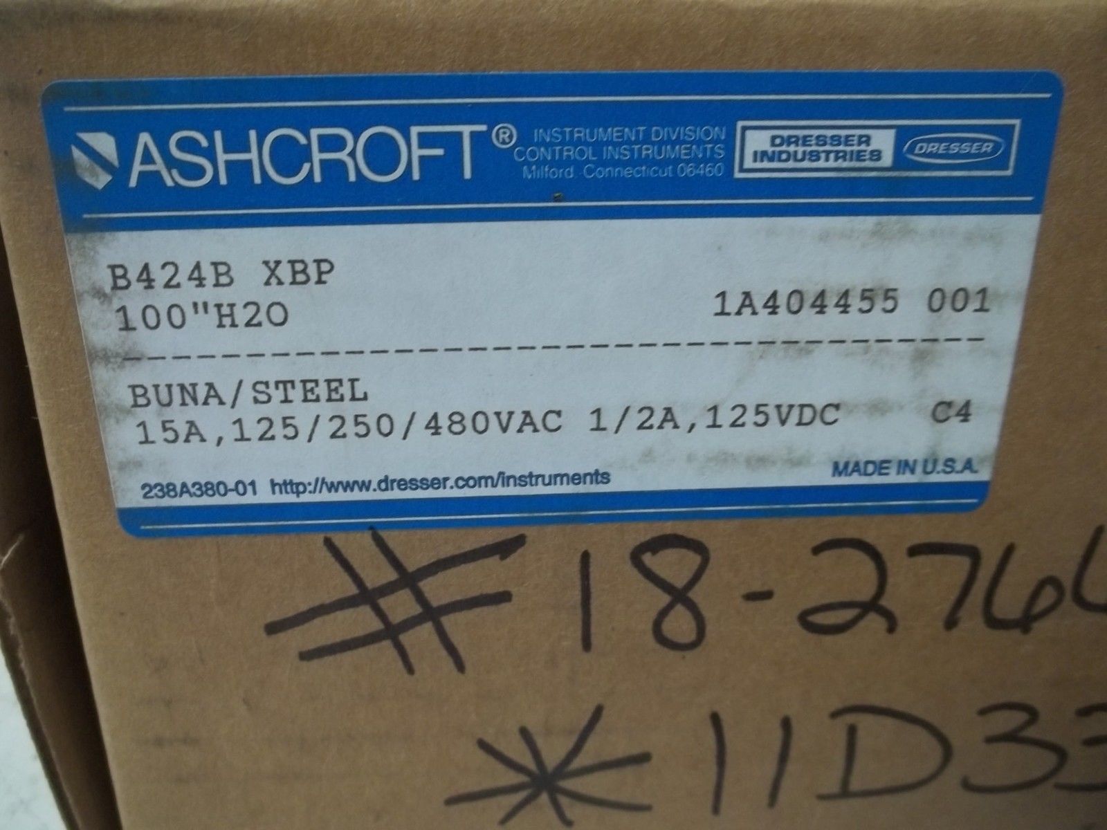 ASHCROFT B424BXBP 100" WC NSMP