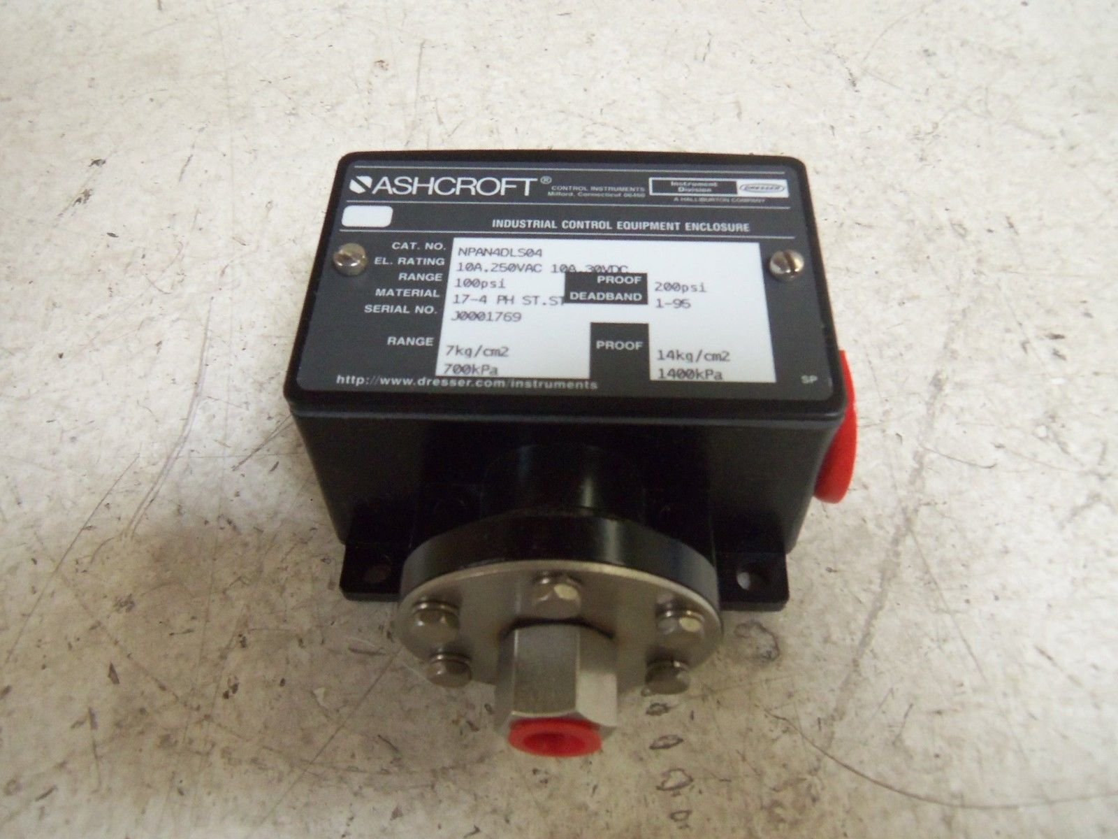 ASHCROFT NPAN4DLS04 PRESSURE SWITCH 100 PSI NSMP