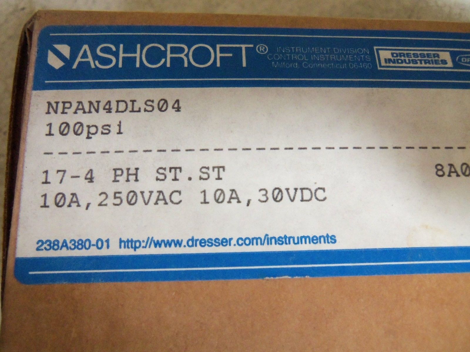 ASHCROFT NPAN4DLS04 PRESSURE SWITCH 100 PSI NSMP
