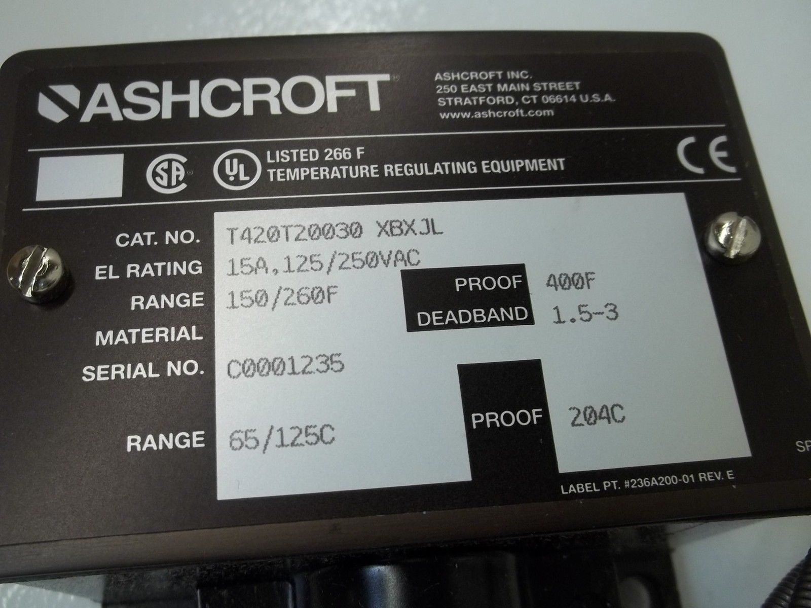 ASHCROFT T420T20030 XBXJL TEMPERATURE CONTROLLER NSMP