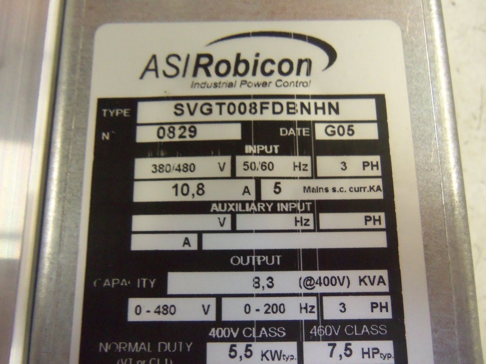 ASI ROBICON SVGT008FDBNHN AC DRIVE (AS PICTURED) UNMP