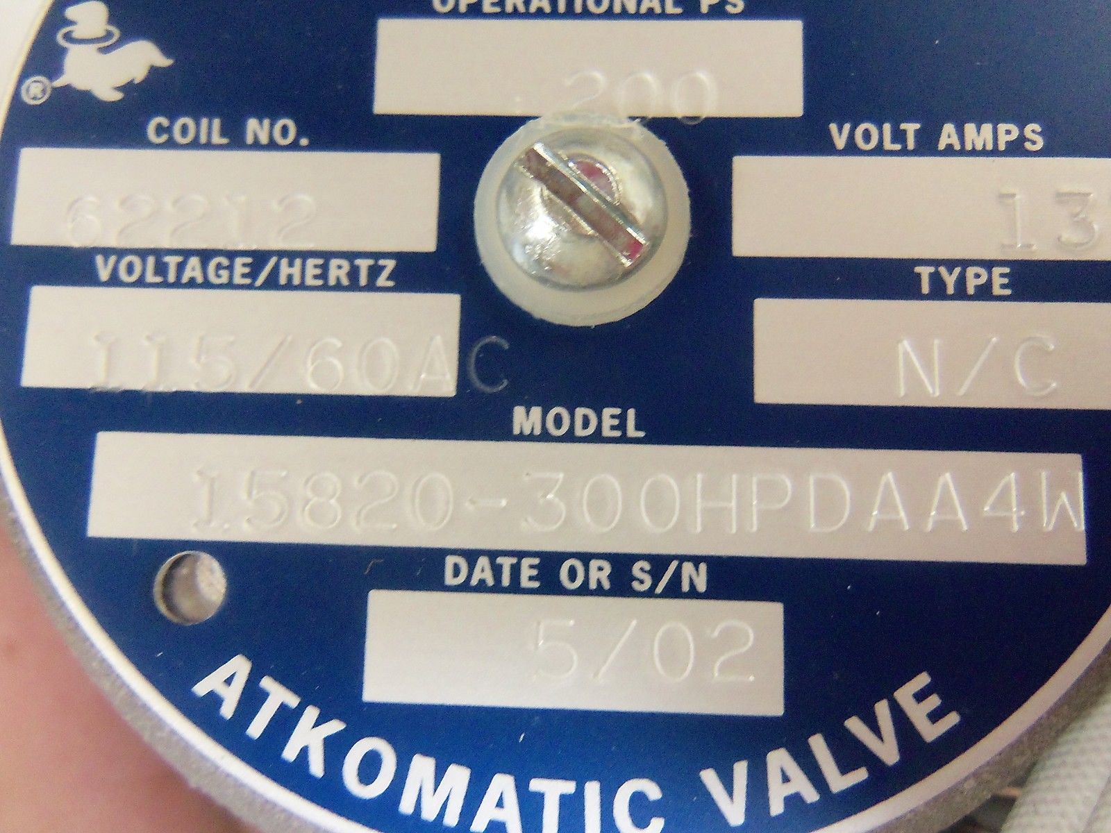 ATKOMATIC VALVE 15820-300HPDAA4W NSMP