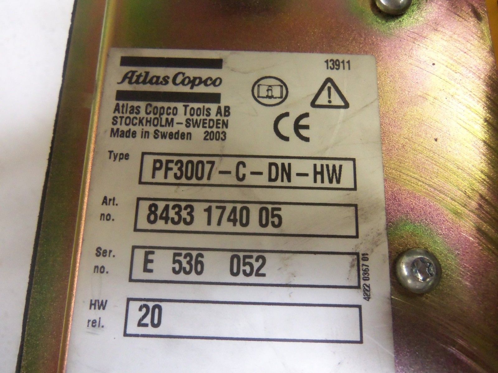 ATLAS COPCO TENSOR S4/S7 PF3007-C-DN-HW NUTRUNNER CONTROLLER UNMP